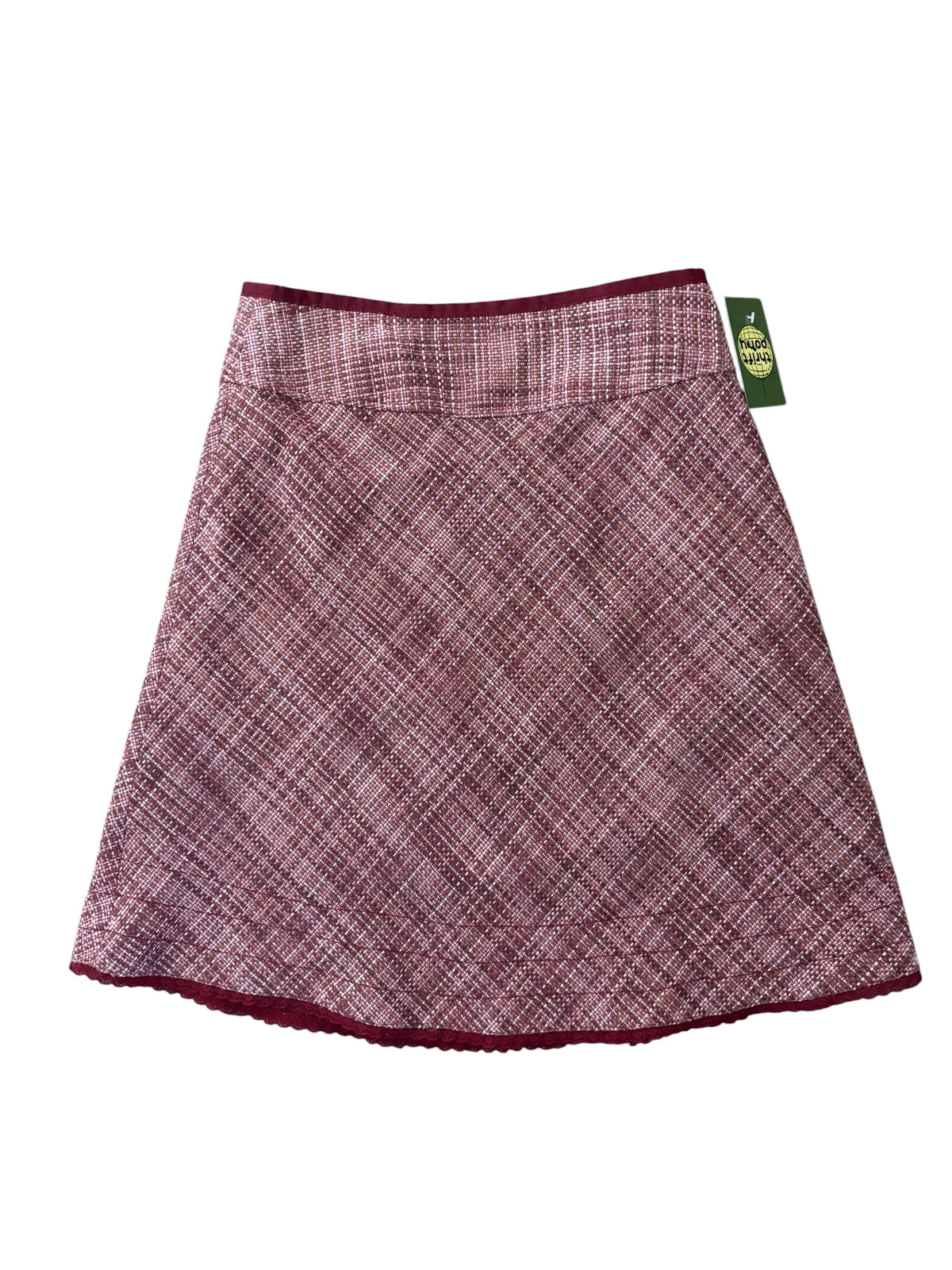 pink brown jaclyn smith tweed plaid midi skirt, 10