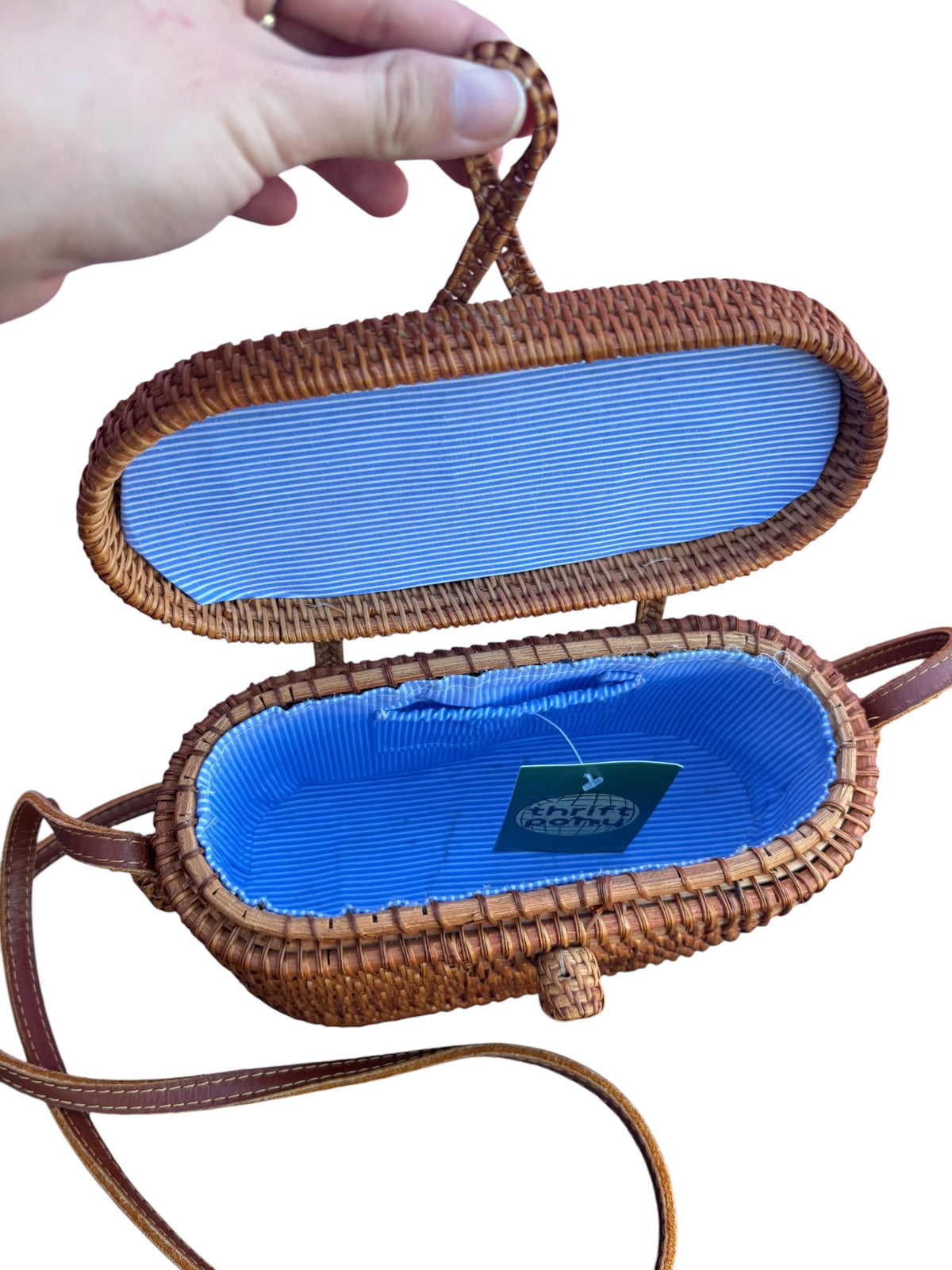 tan wicker basket crossbody