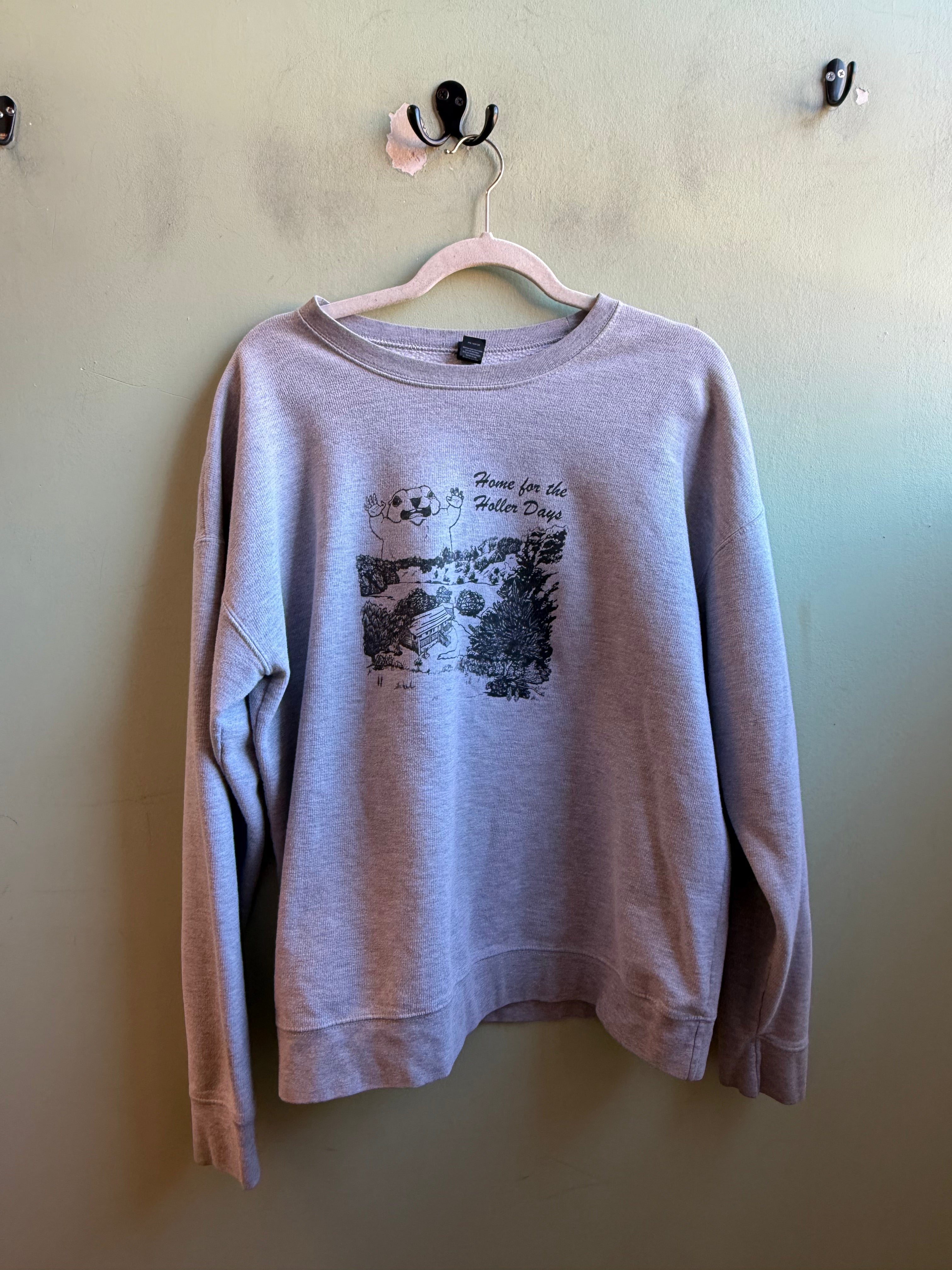 Gray Tultex Home for the holler days crewneck, L