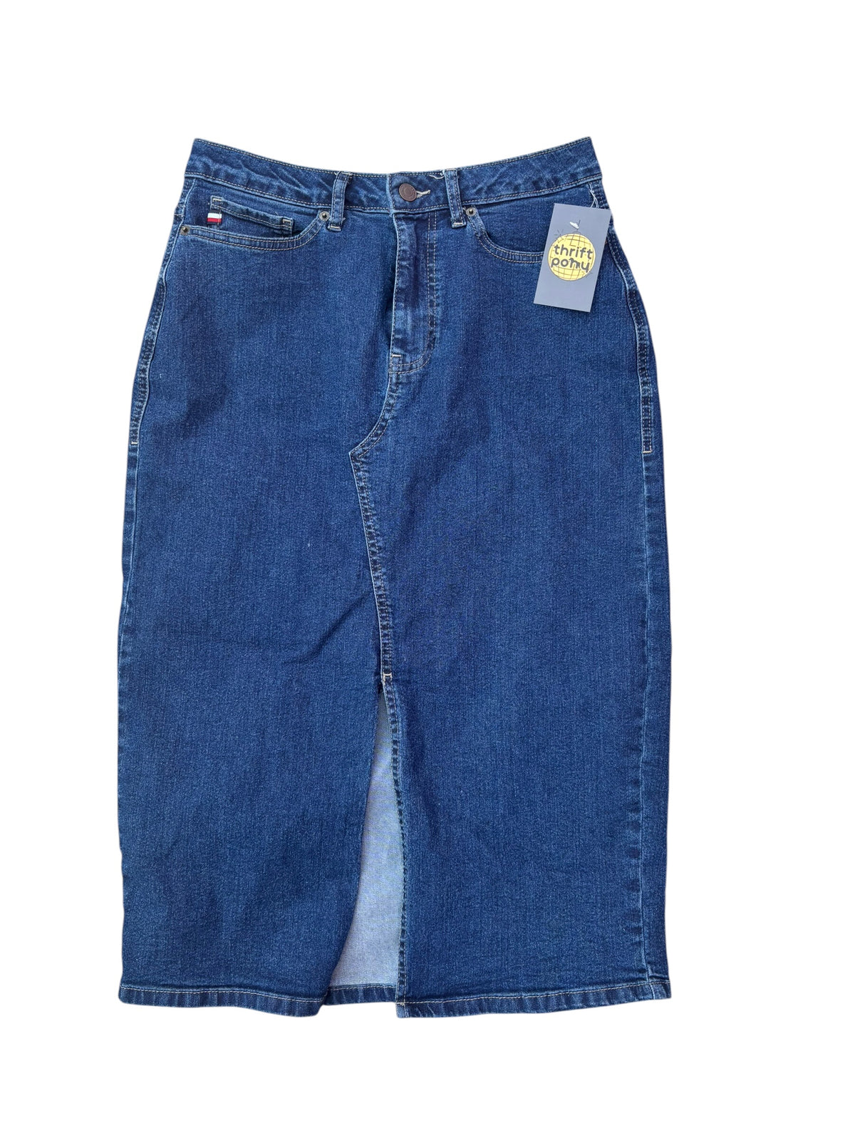 blue tommy hilfiger denim midi skirt, 2