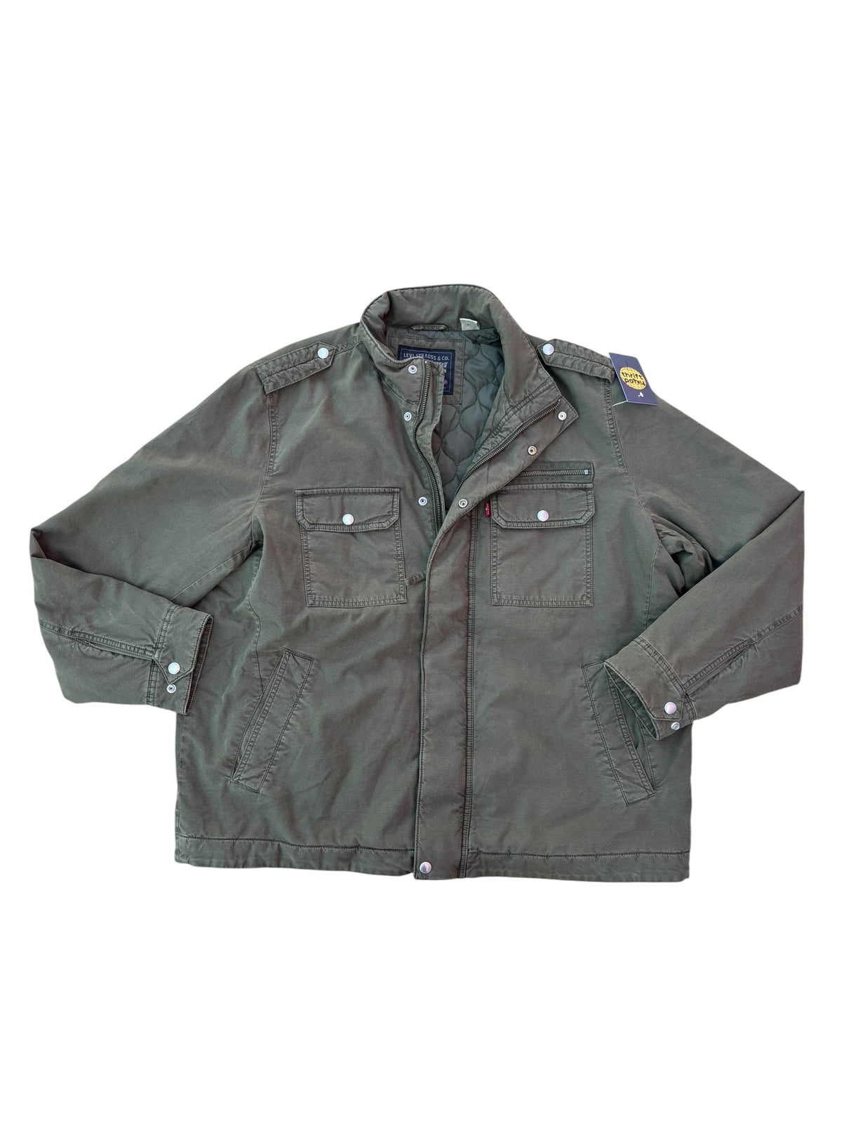 green levi pocket zip up coat, xl