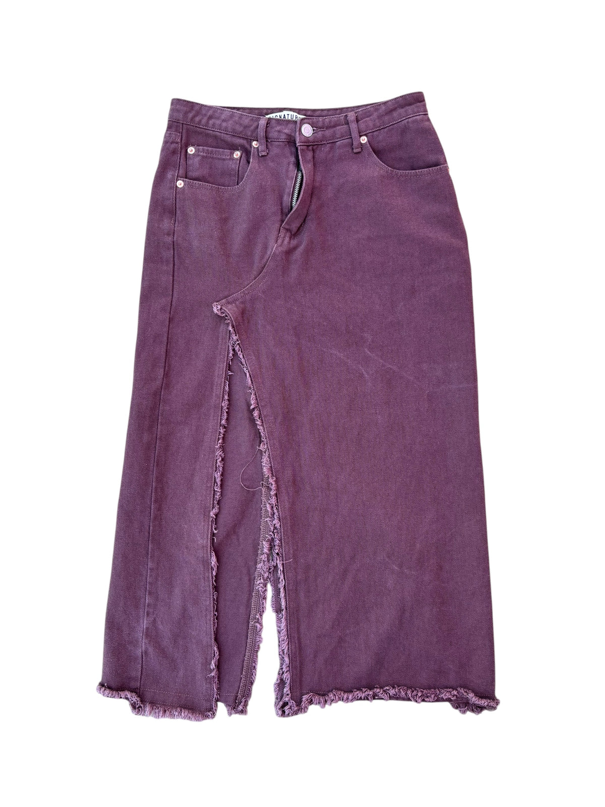 brown signature8 denim midi skirt, s