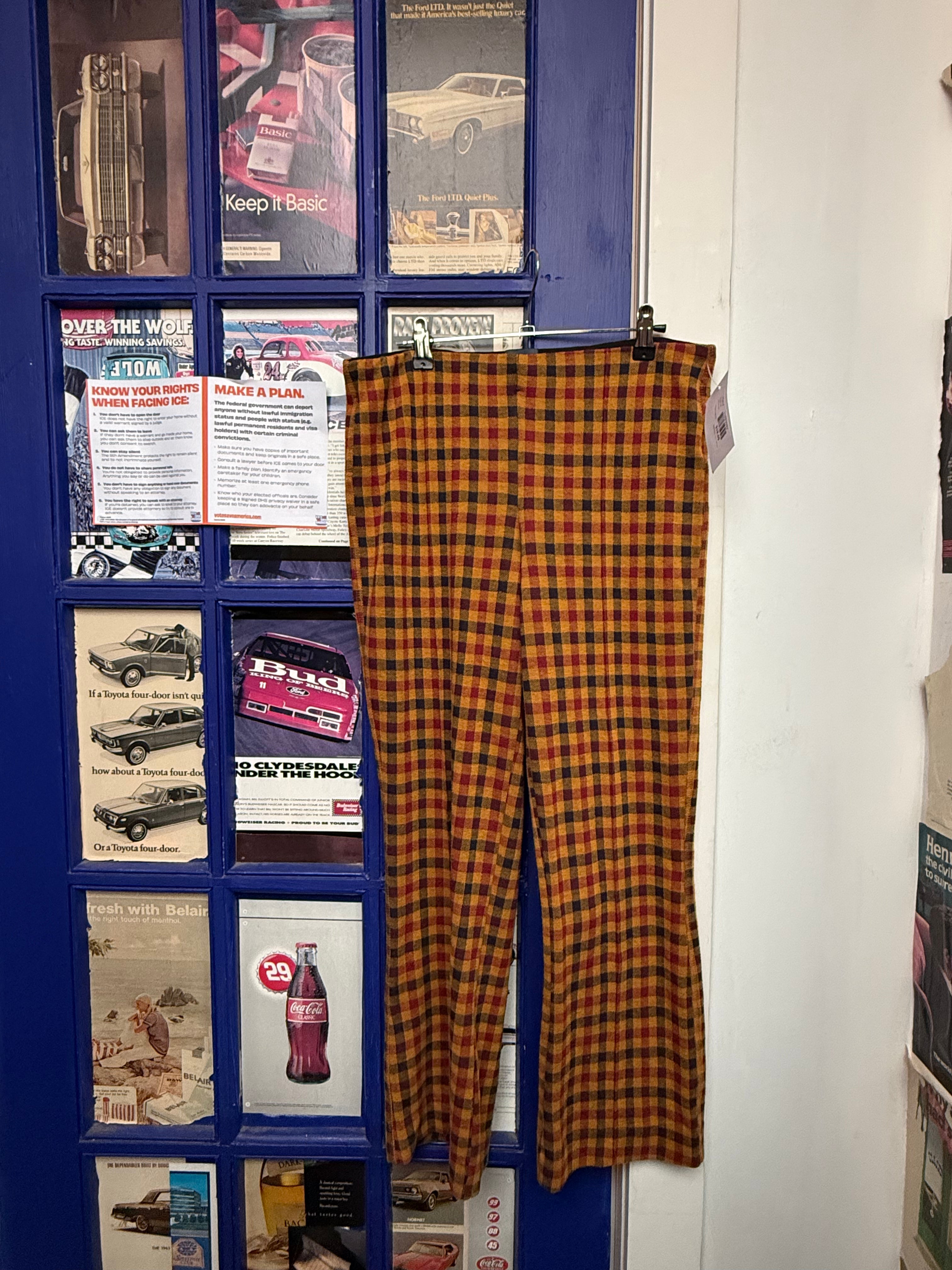 Yellow red Maeve Plaid pants, M