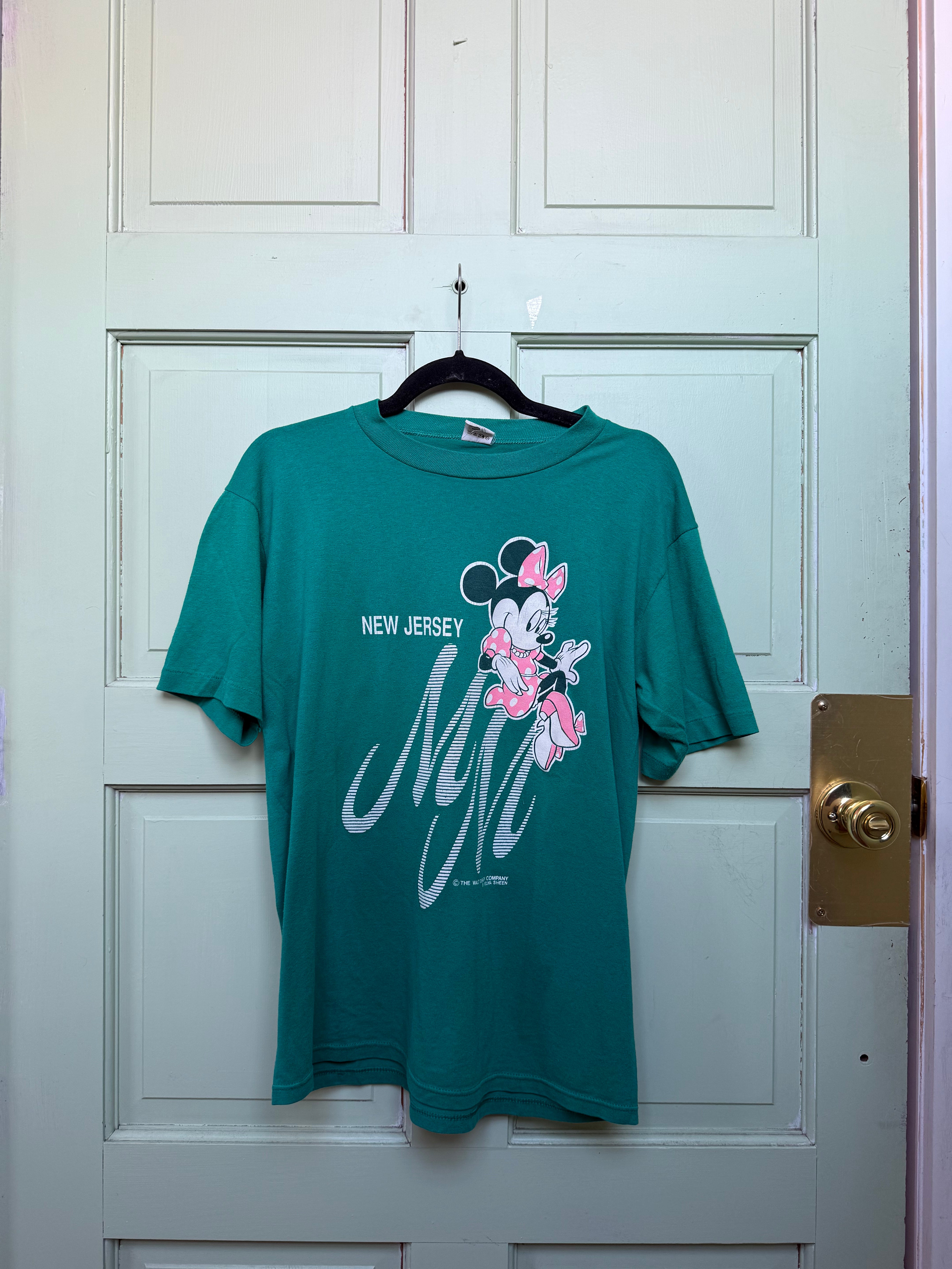 green velvet sheen vtg 90s minnie mouse new jersey tee, L