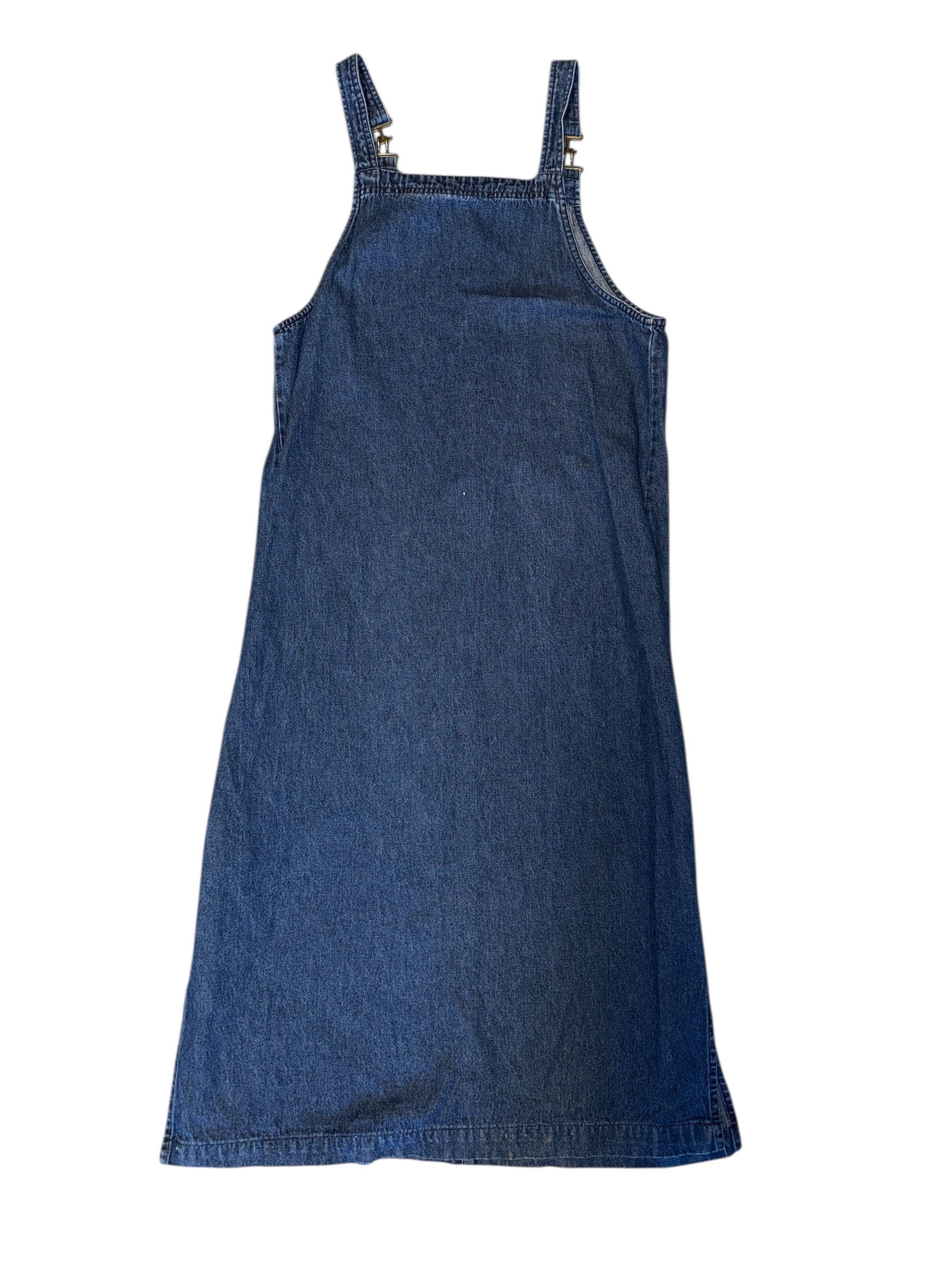 blue kathy ireland denim pinafore dress, m