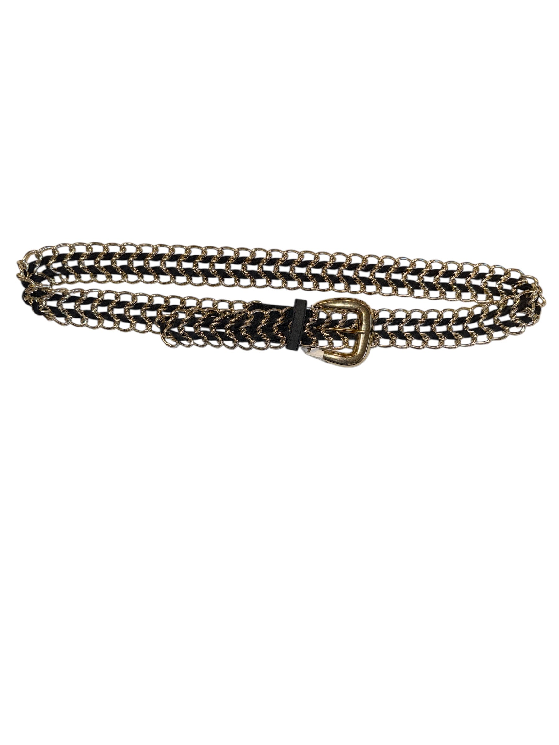 Chain belt with faux suede