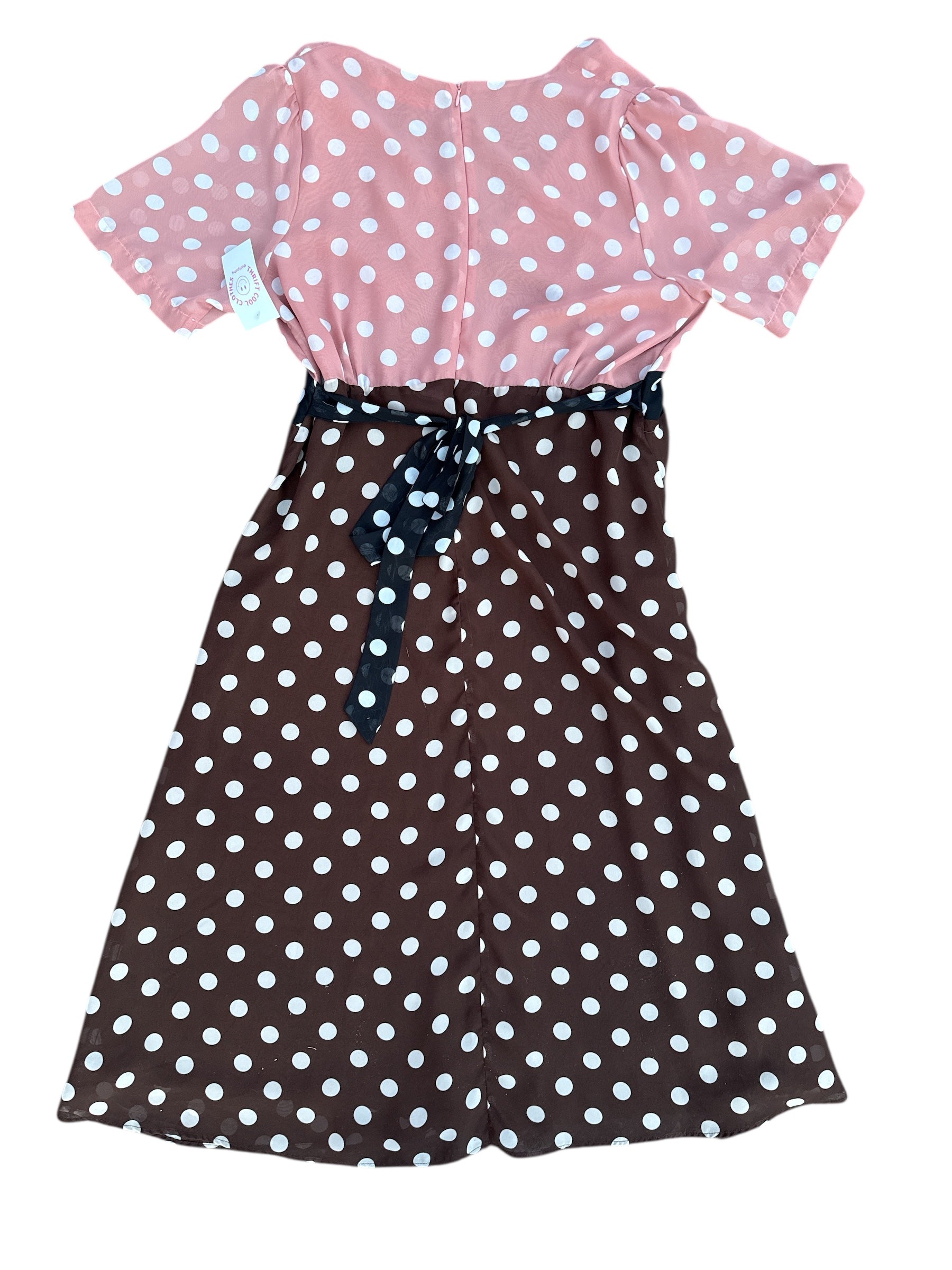 pink brown lisa says gah polka dot v neck babydoll dress, 3x