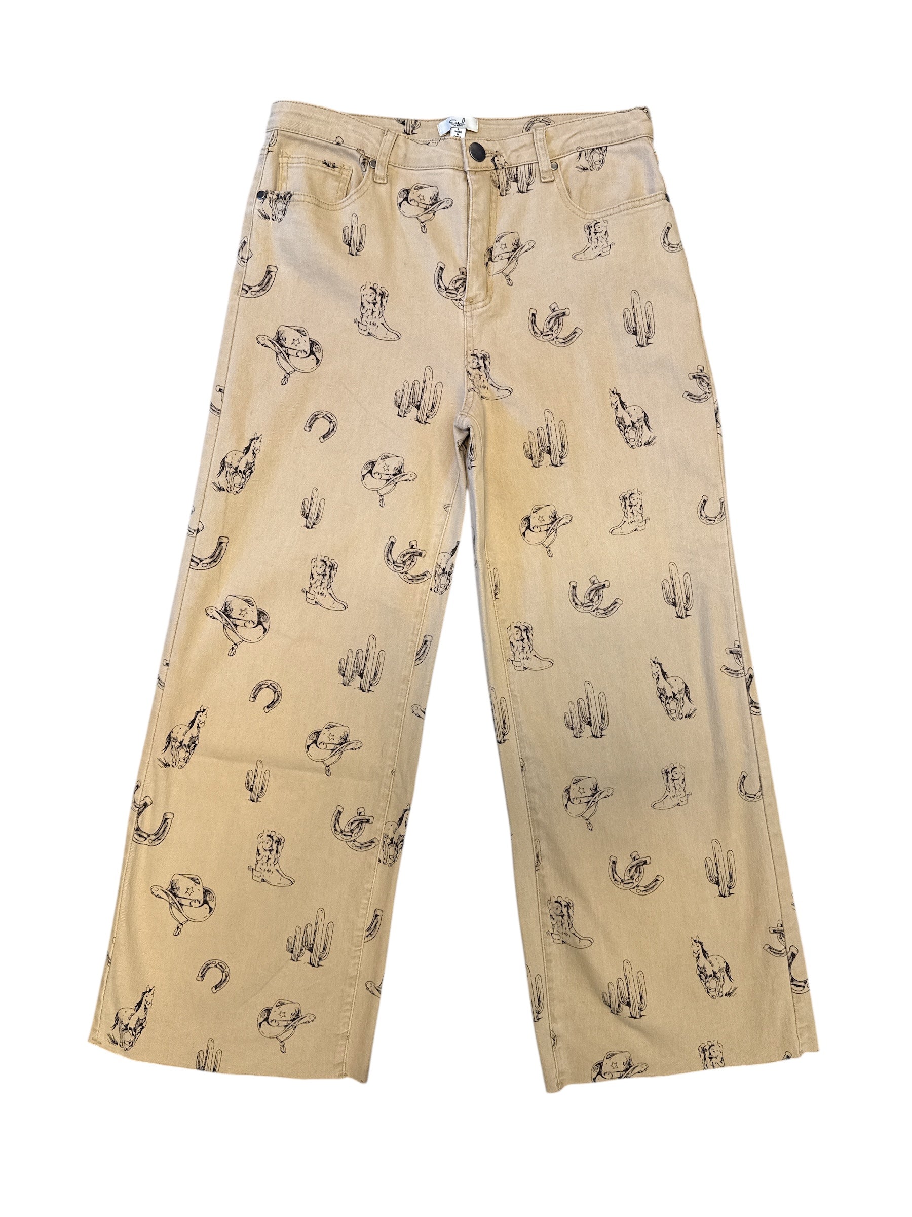 tan black easel cowboy pants, l