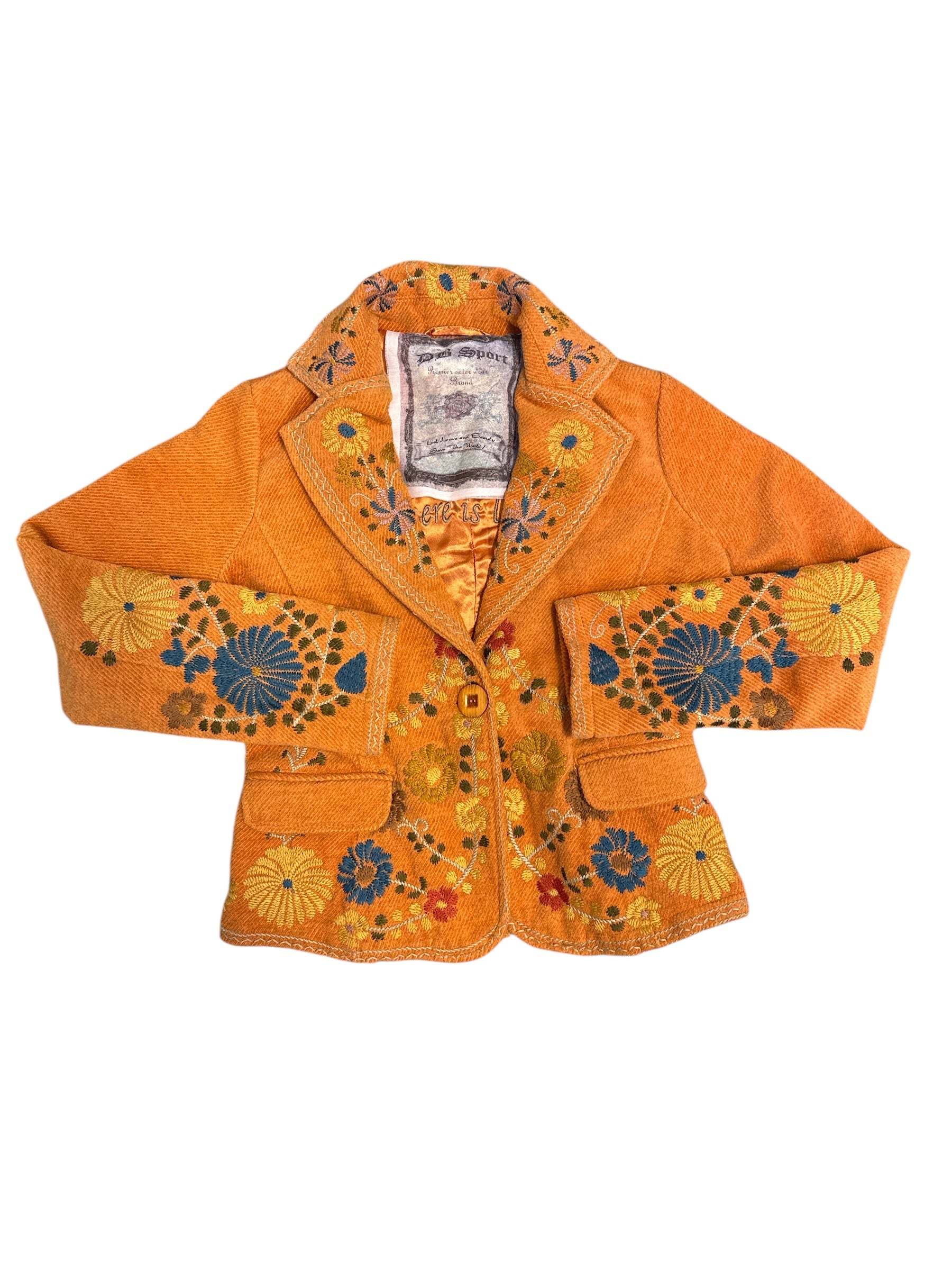 Orange db sport Floral embroidered textured blazer, M