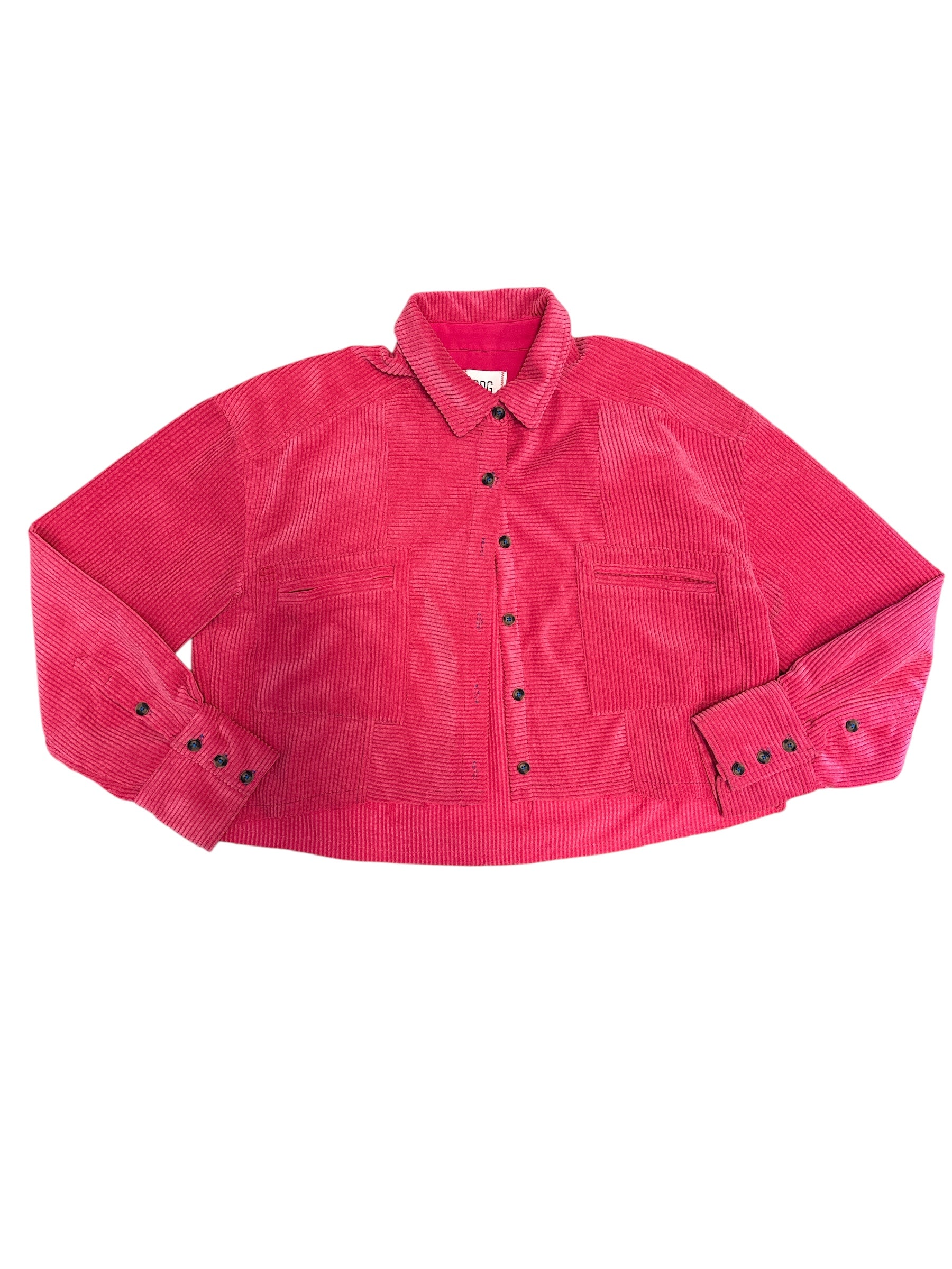pink bdg chord button down jacket, s