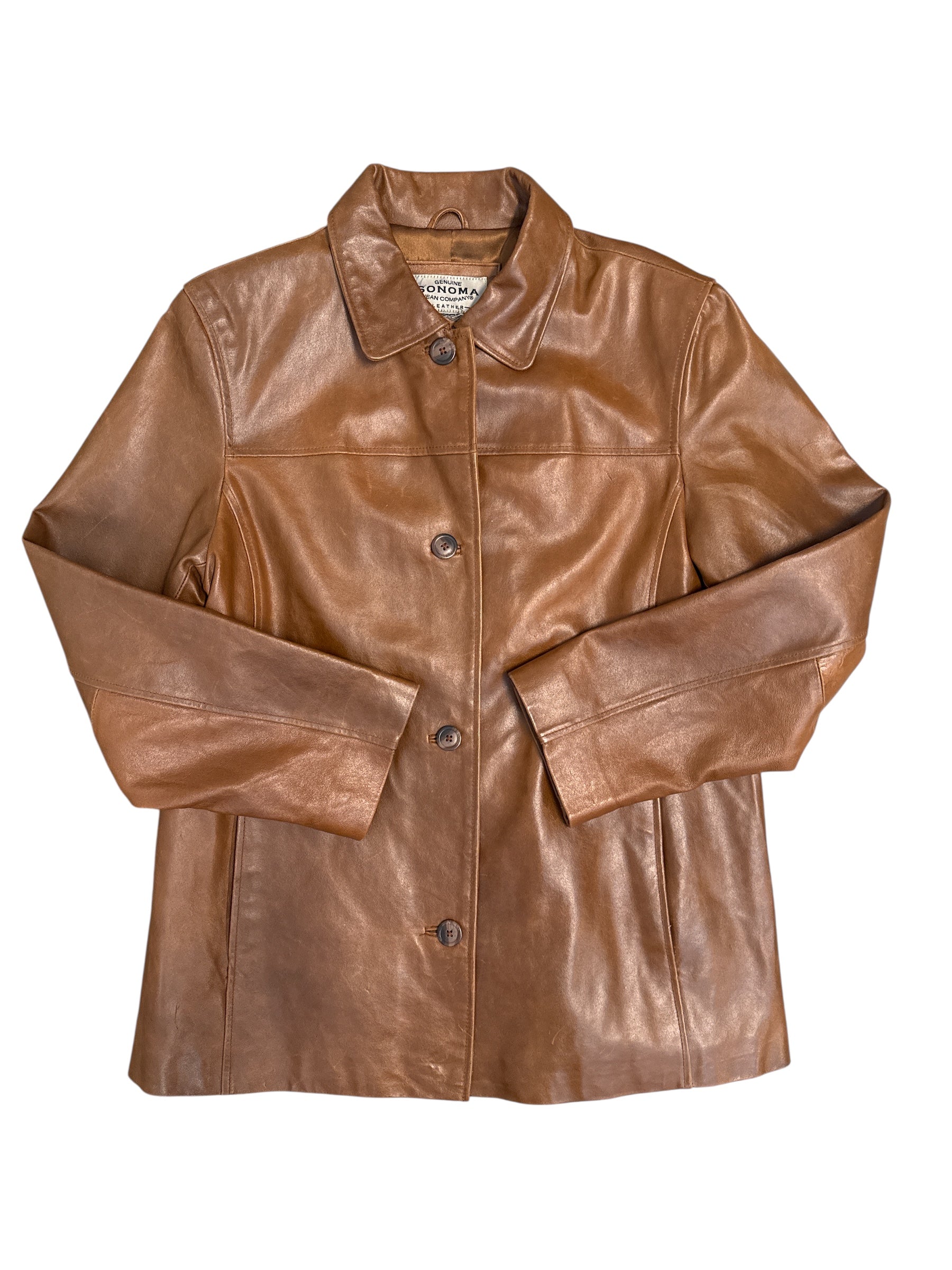 brown sonoma leather jacket, L