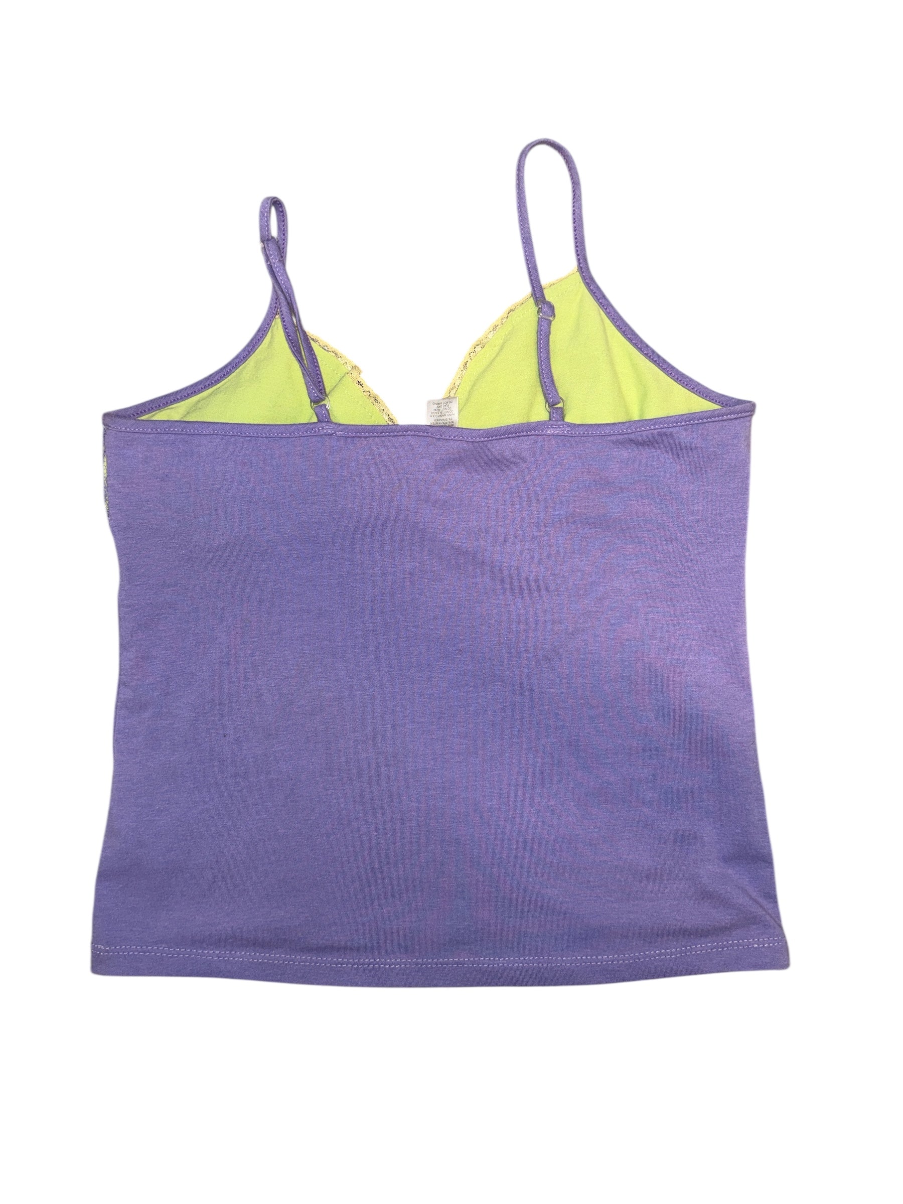 Purple green Cotton lacey cami, Xs/s