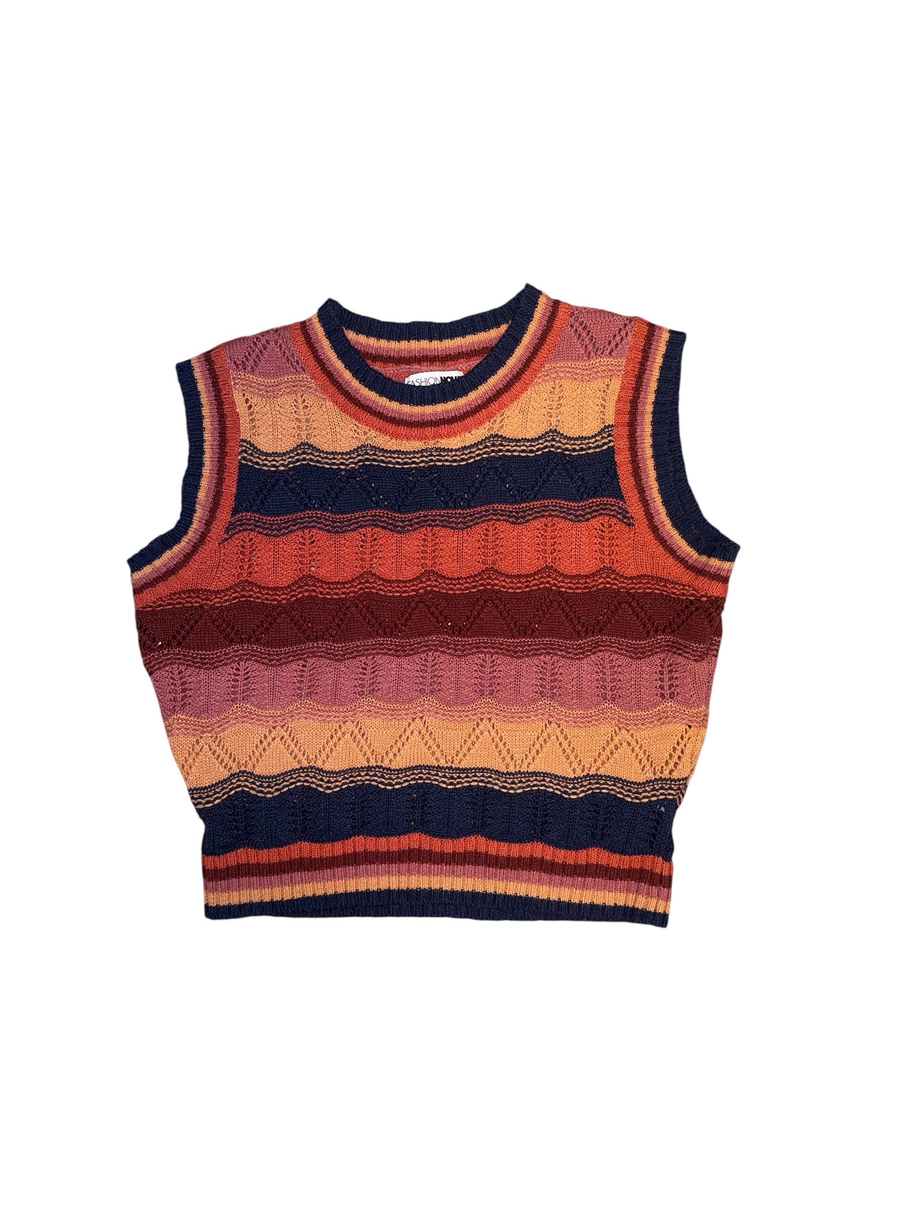 Orange yellow blue Fashionnova Striped knit vest, L