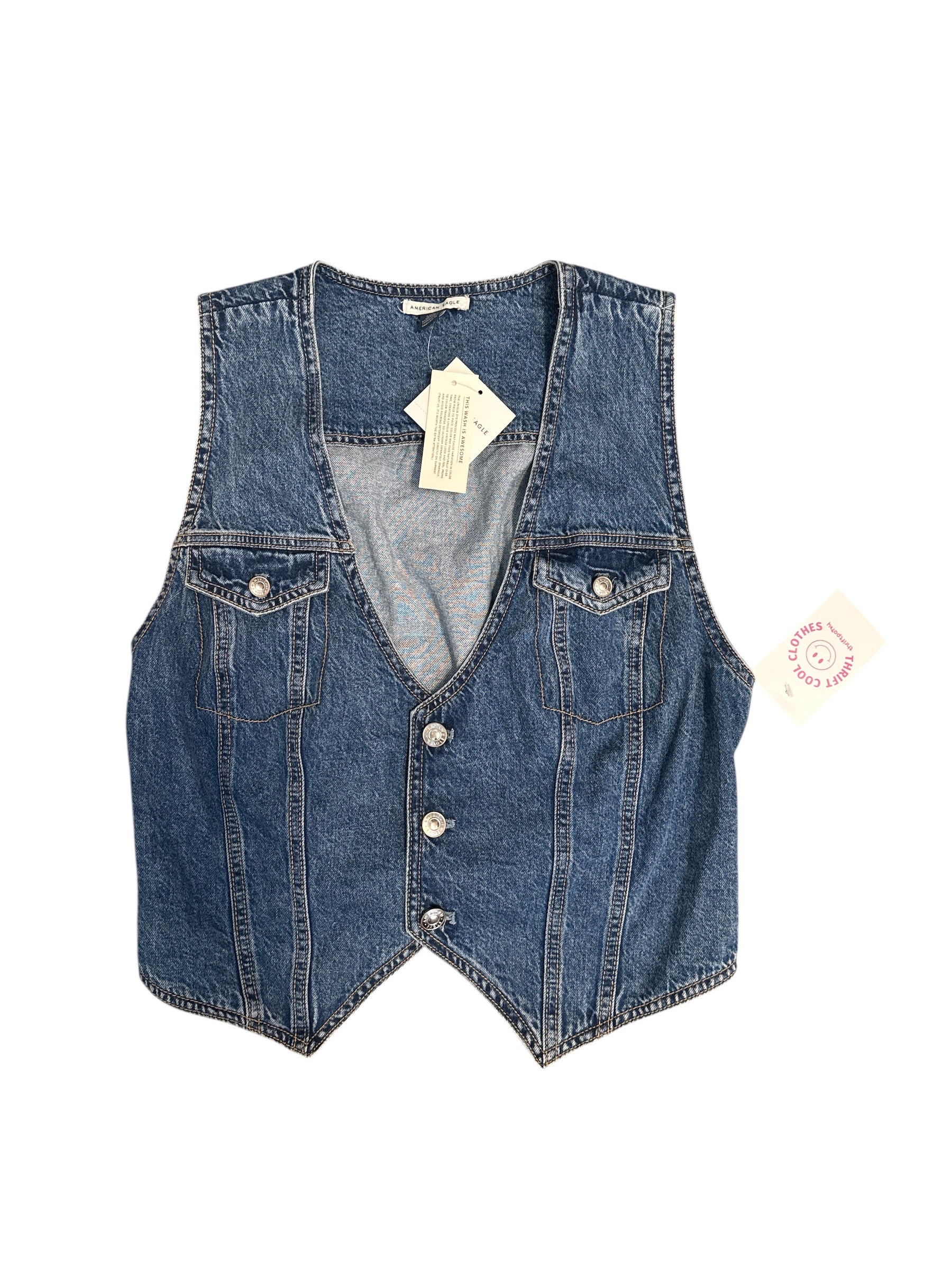 blue american eagle denim vest nwt, L