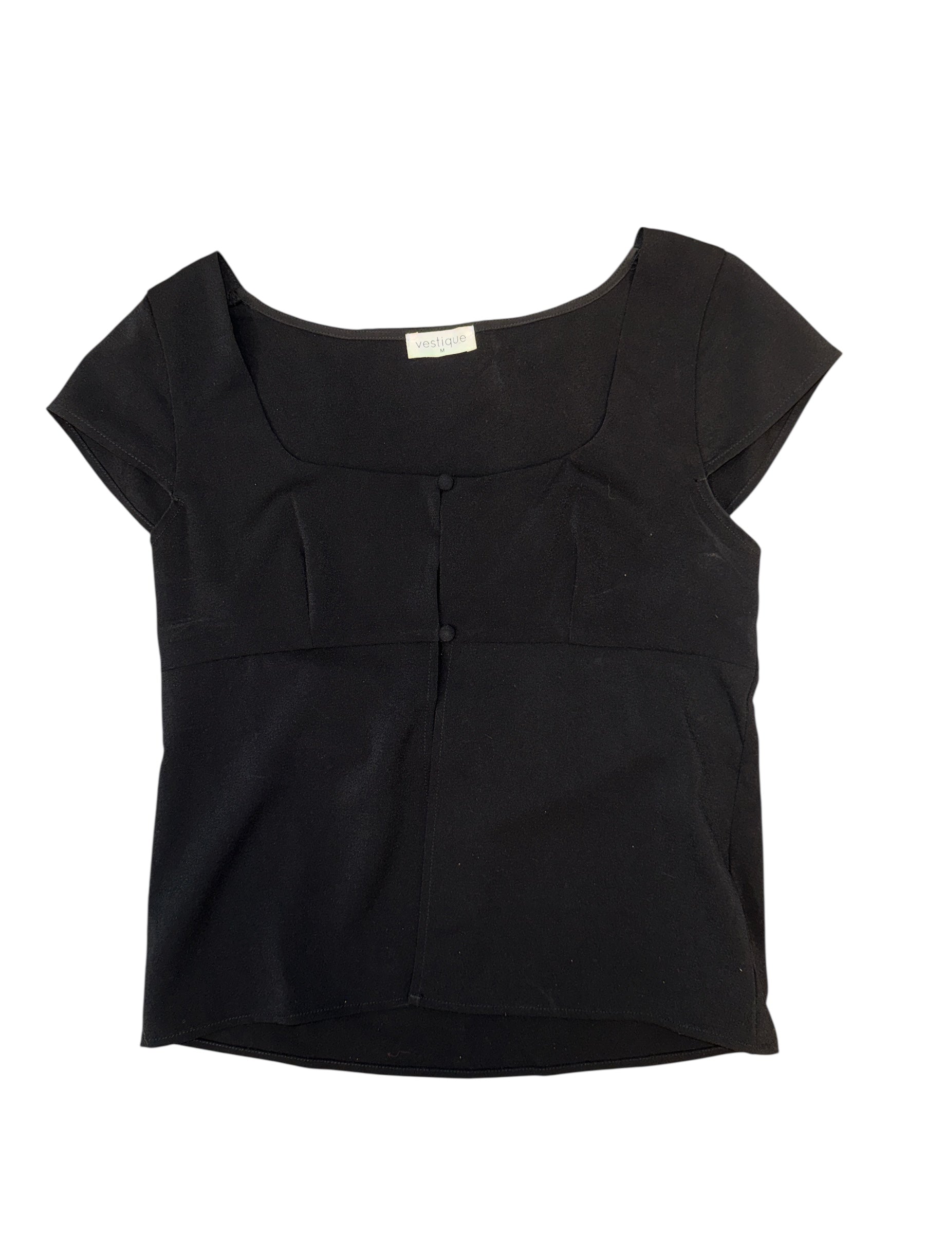 black vestique button top, m