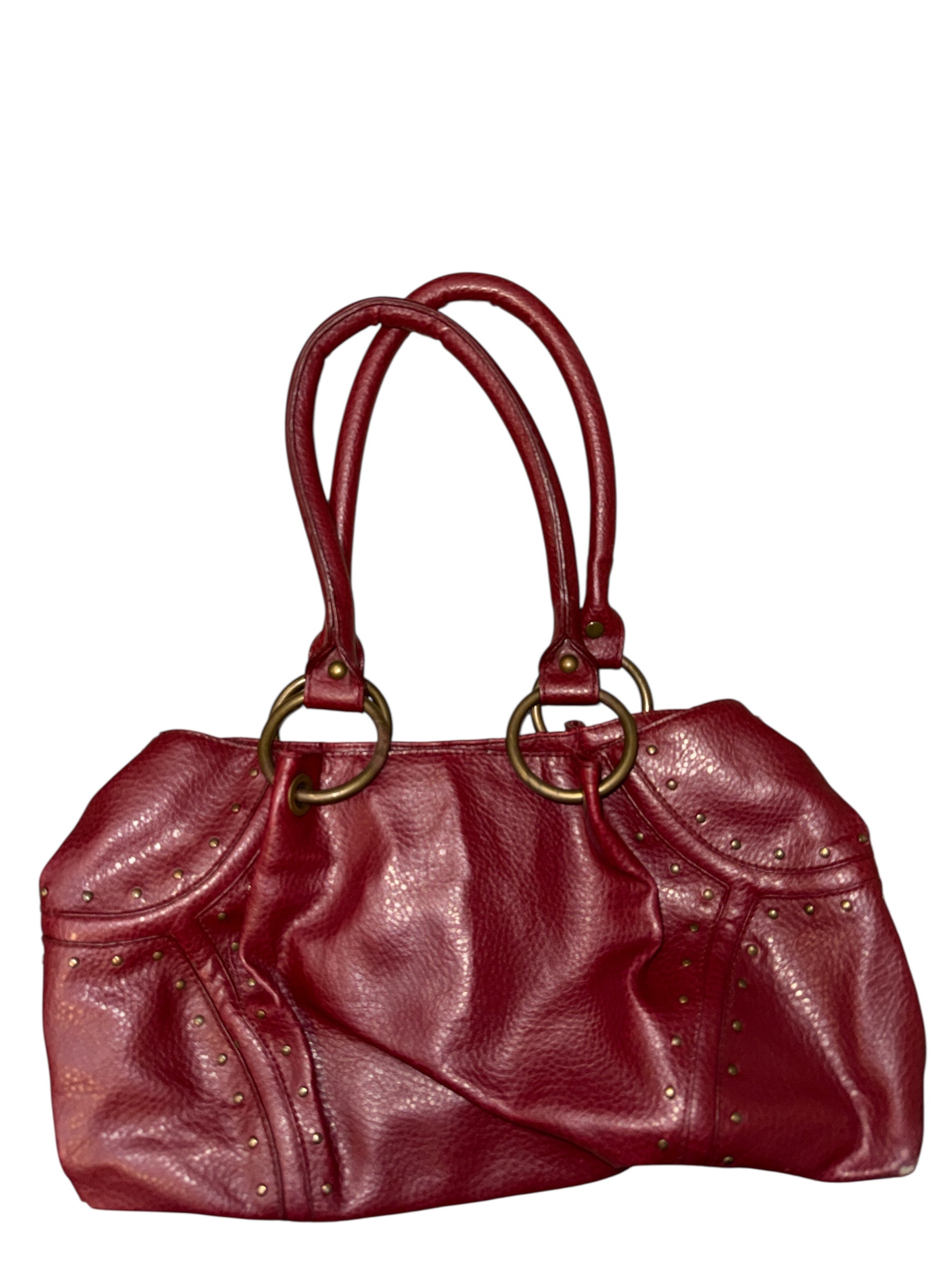 Maroon Studded pleather purse