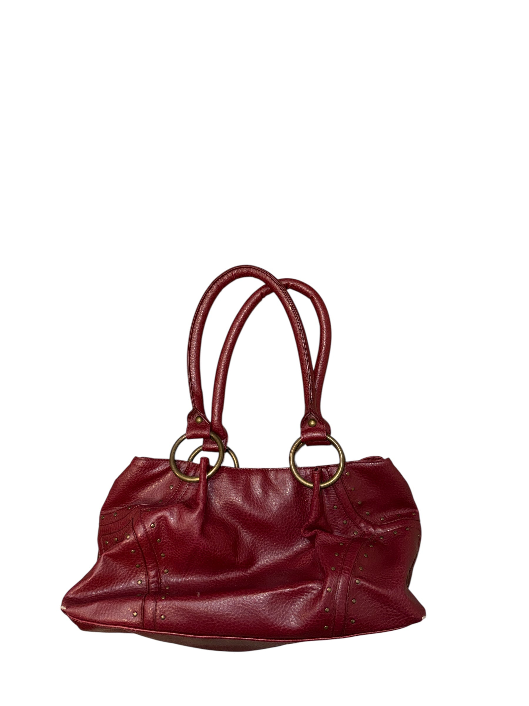 Maroon Studded pleather purse