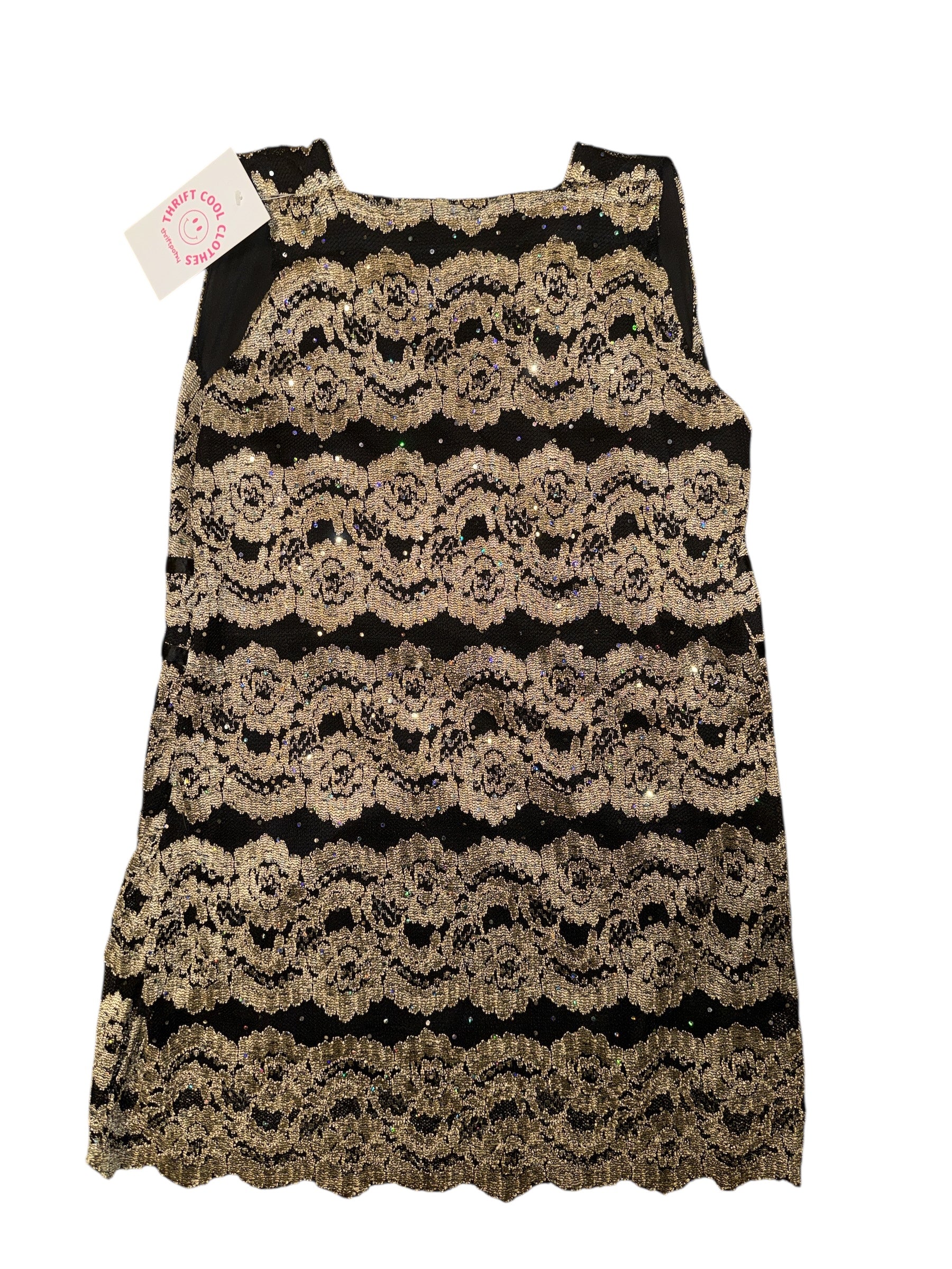 Black gold Vtg babydoll lace top, S