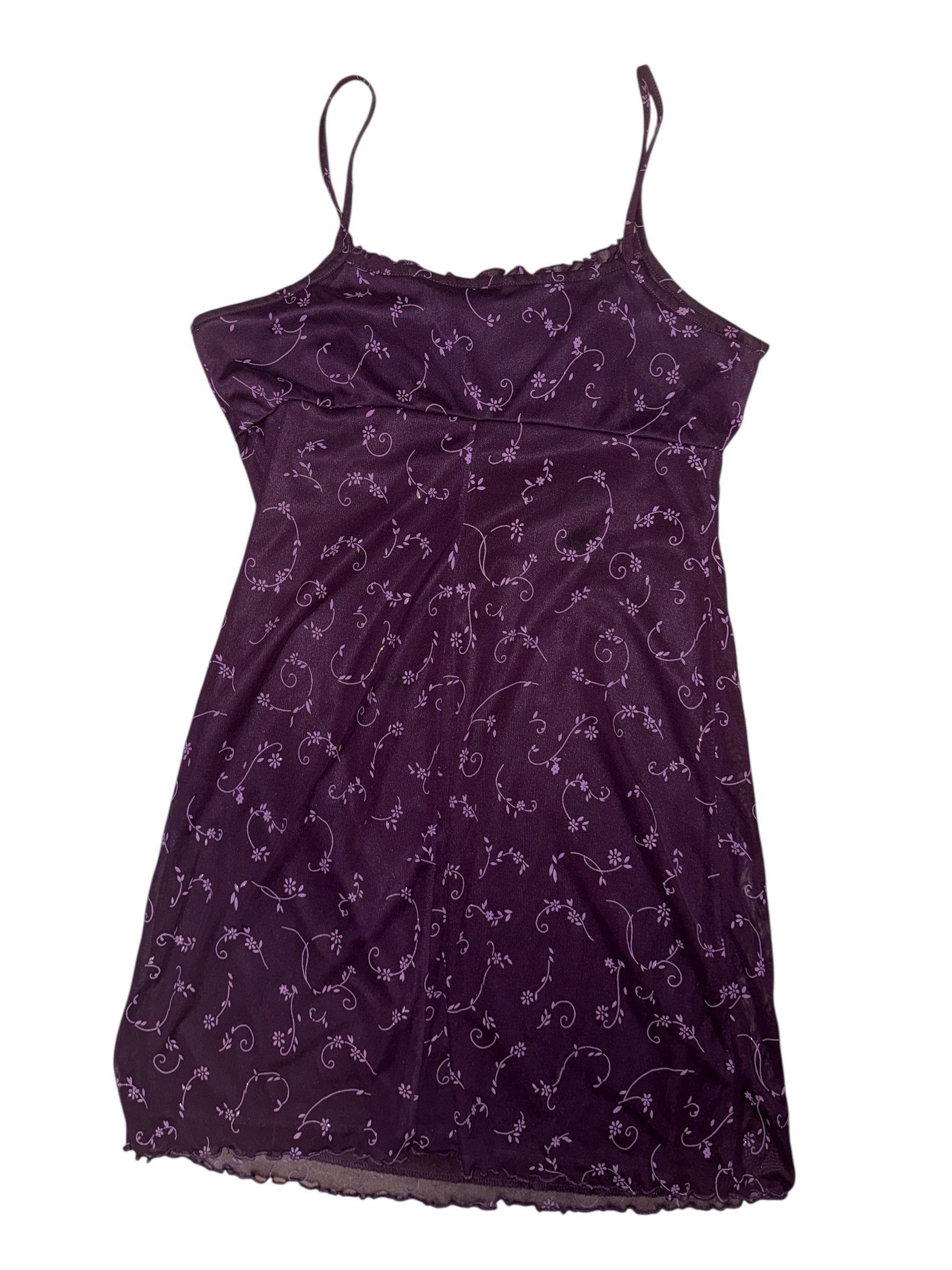 Purple Xhilaration Glitter floral tank dress, Xl