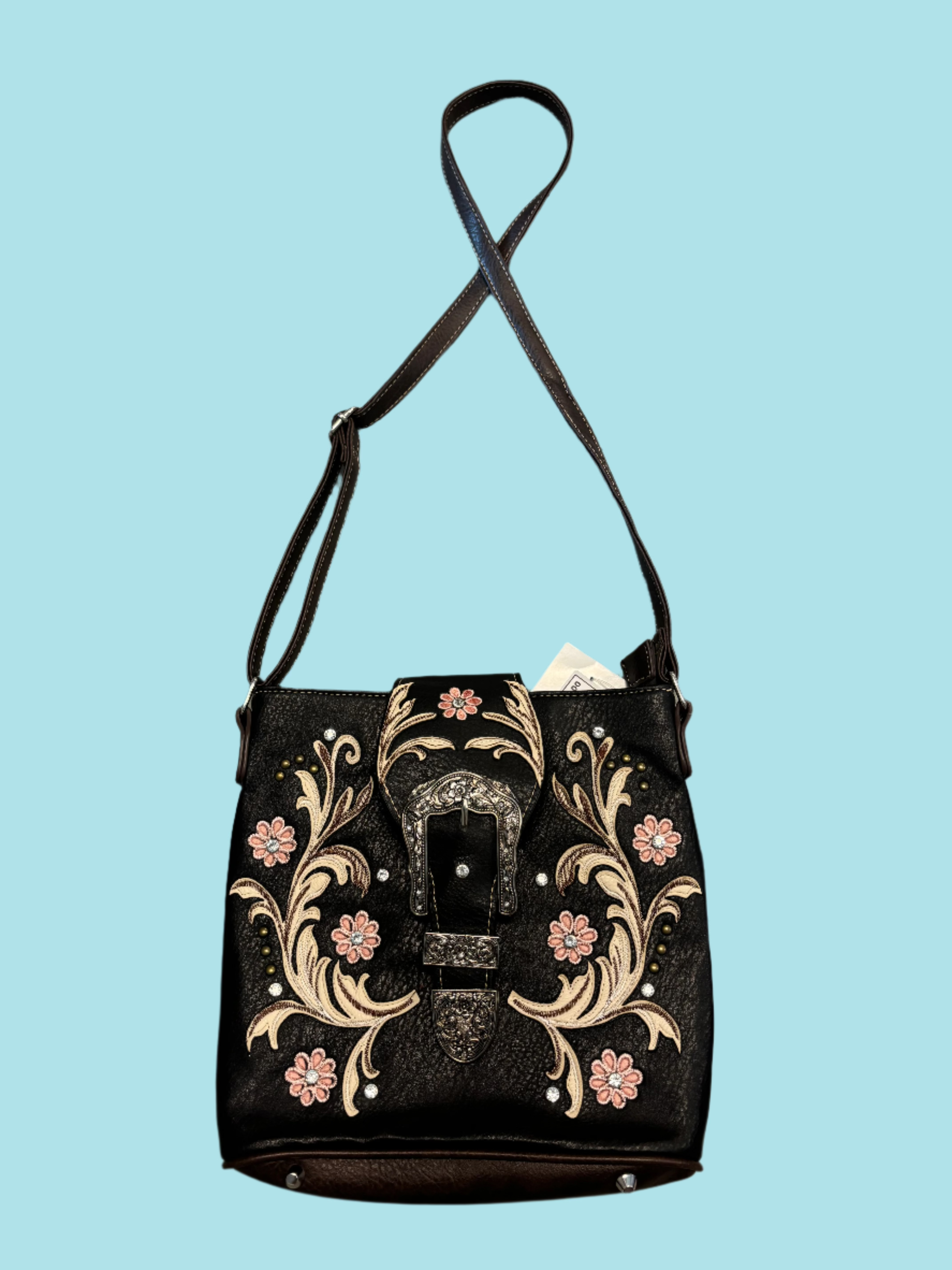 black pink crossbody back with buckle