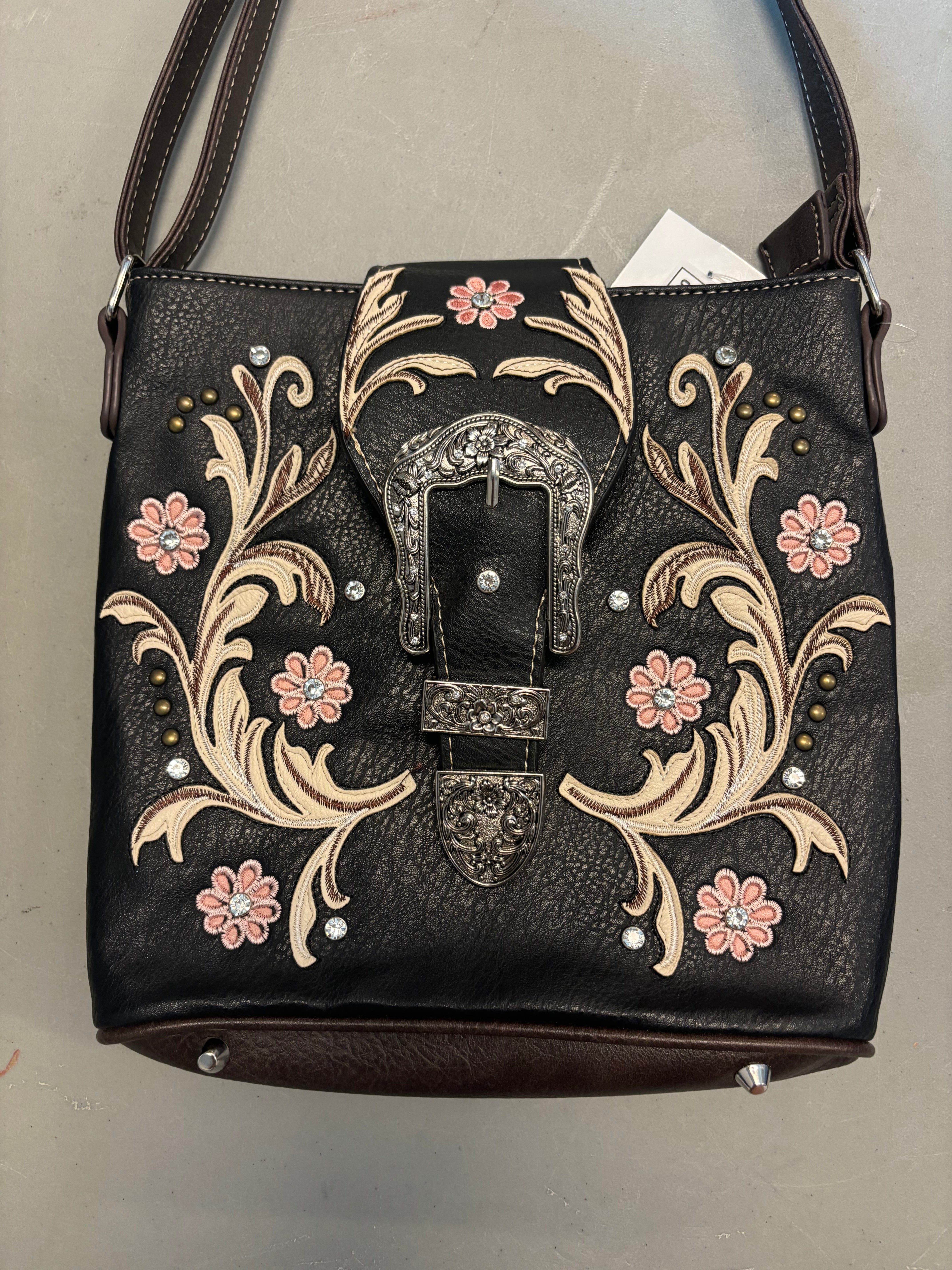 black pink crossbody back with buckle