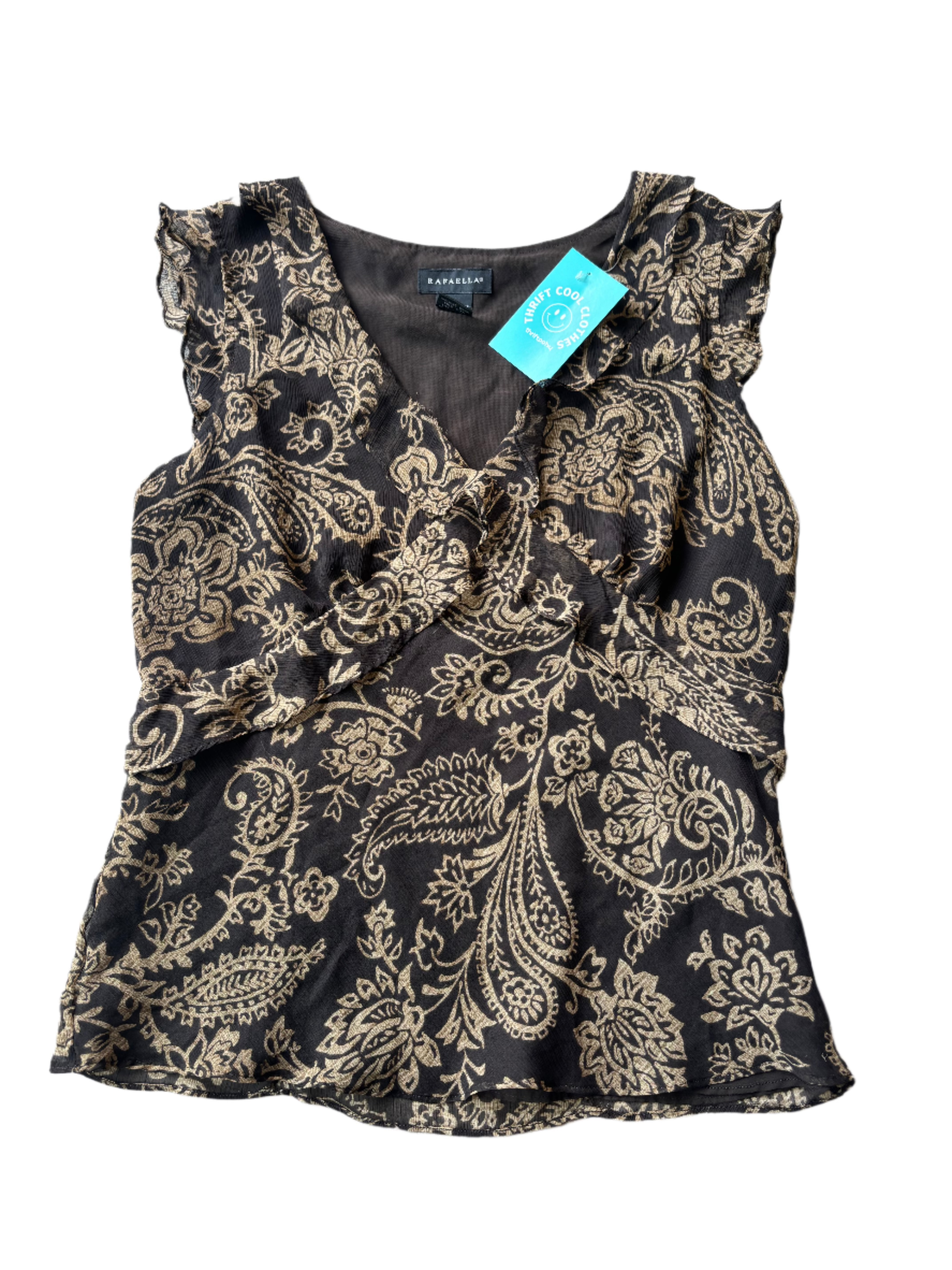 brown rafaella patterned v neck, 10