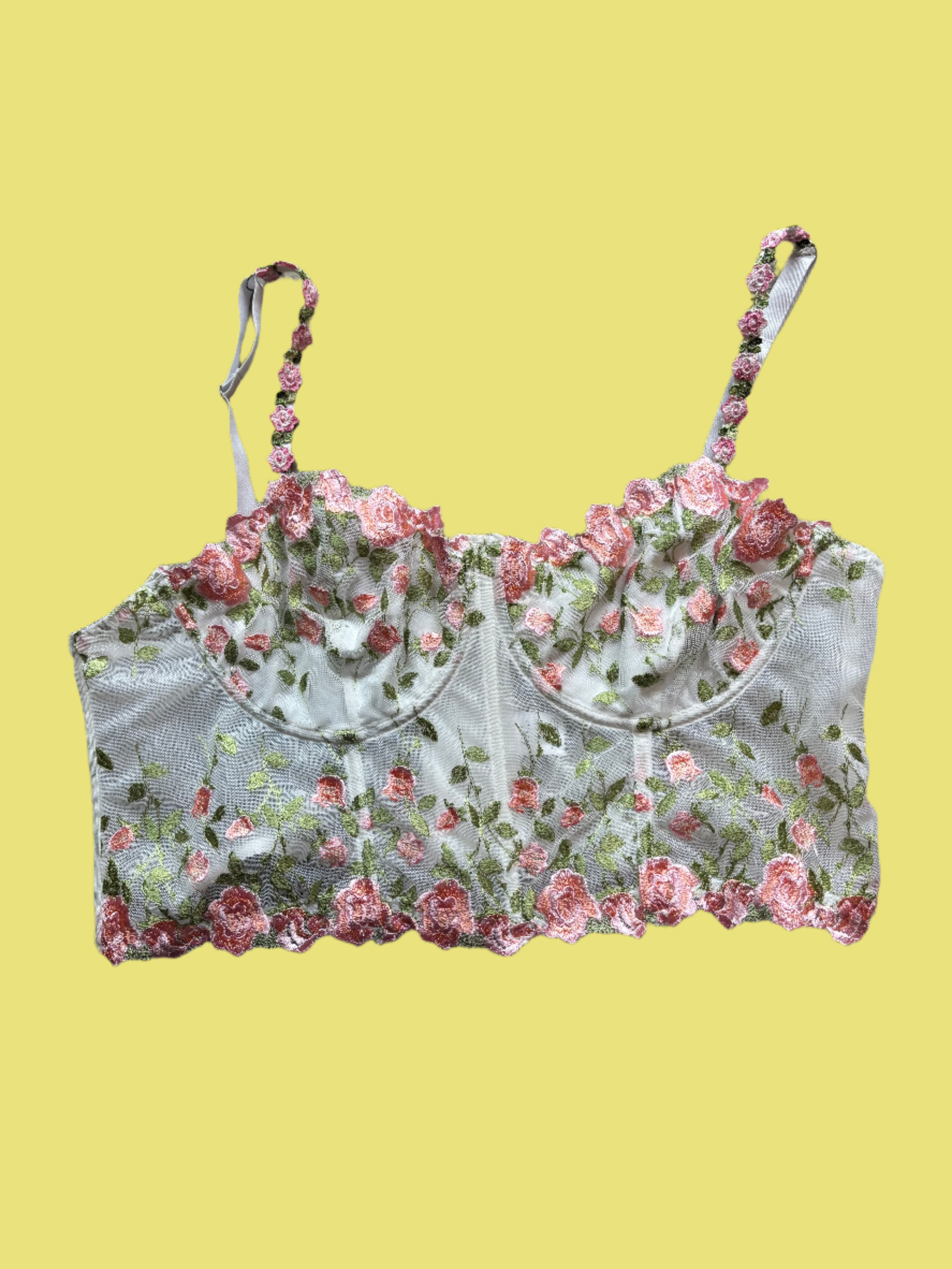 white pink green floral corset top, 4x