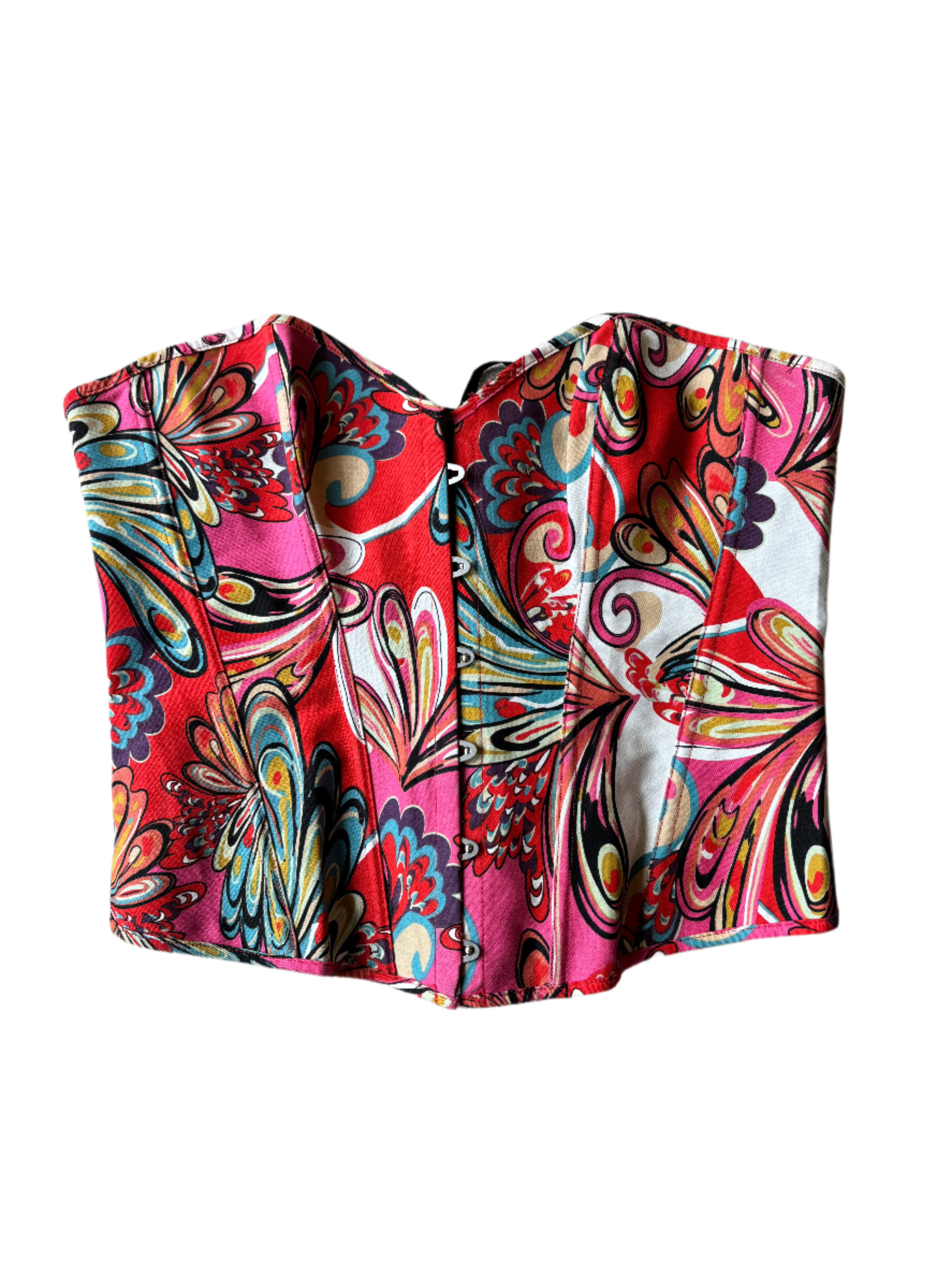 red pink blue colorful corset, xxl