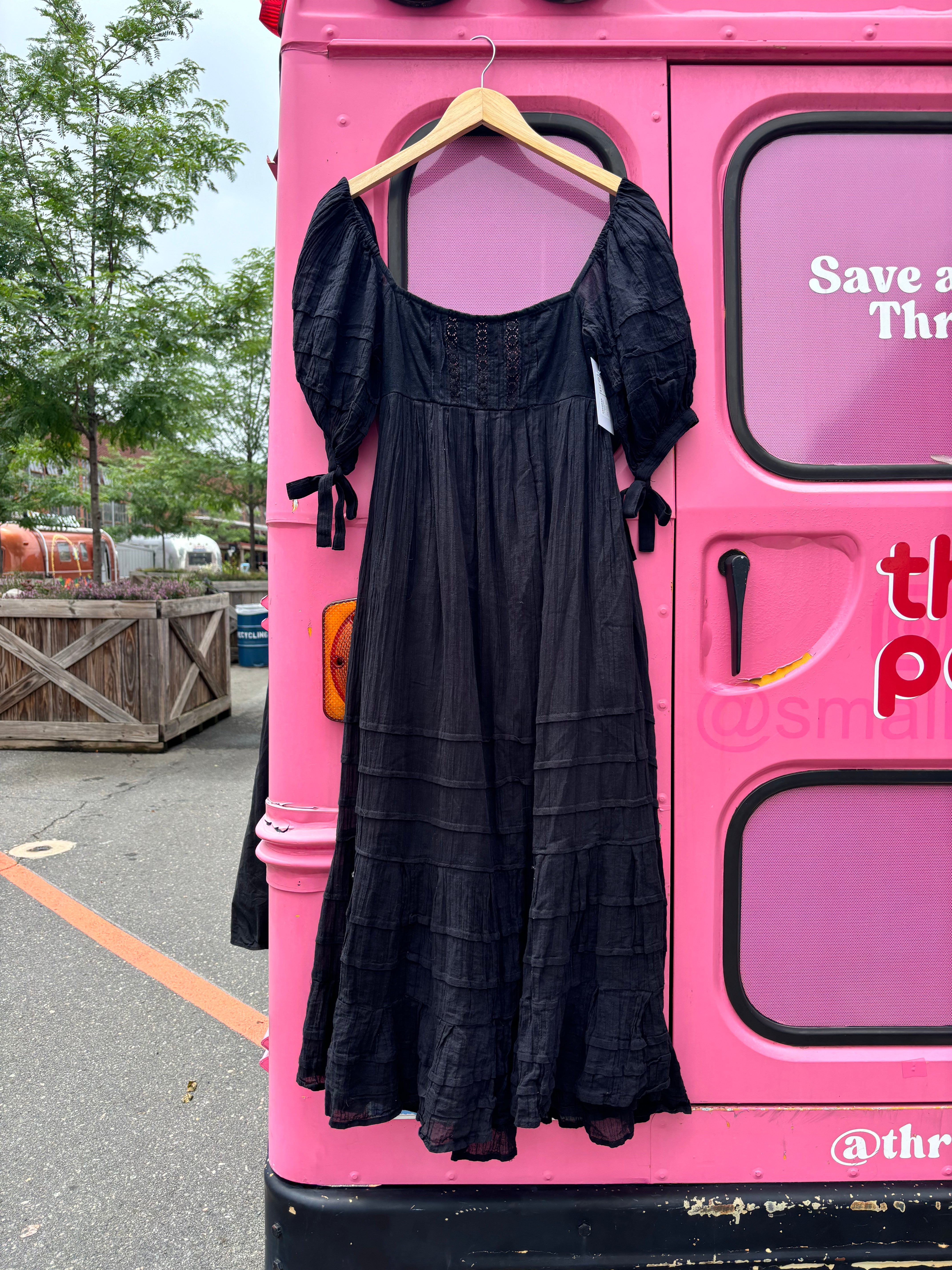 Black Free people Smocked open back maxi dress, Xs