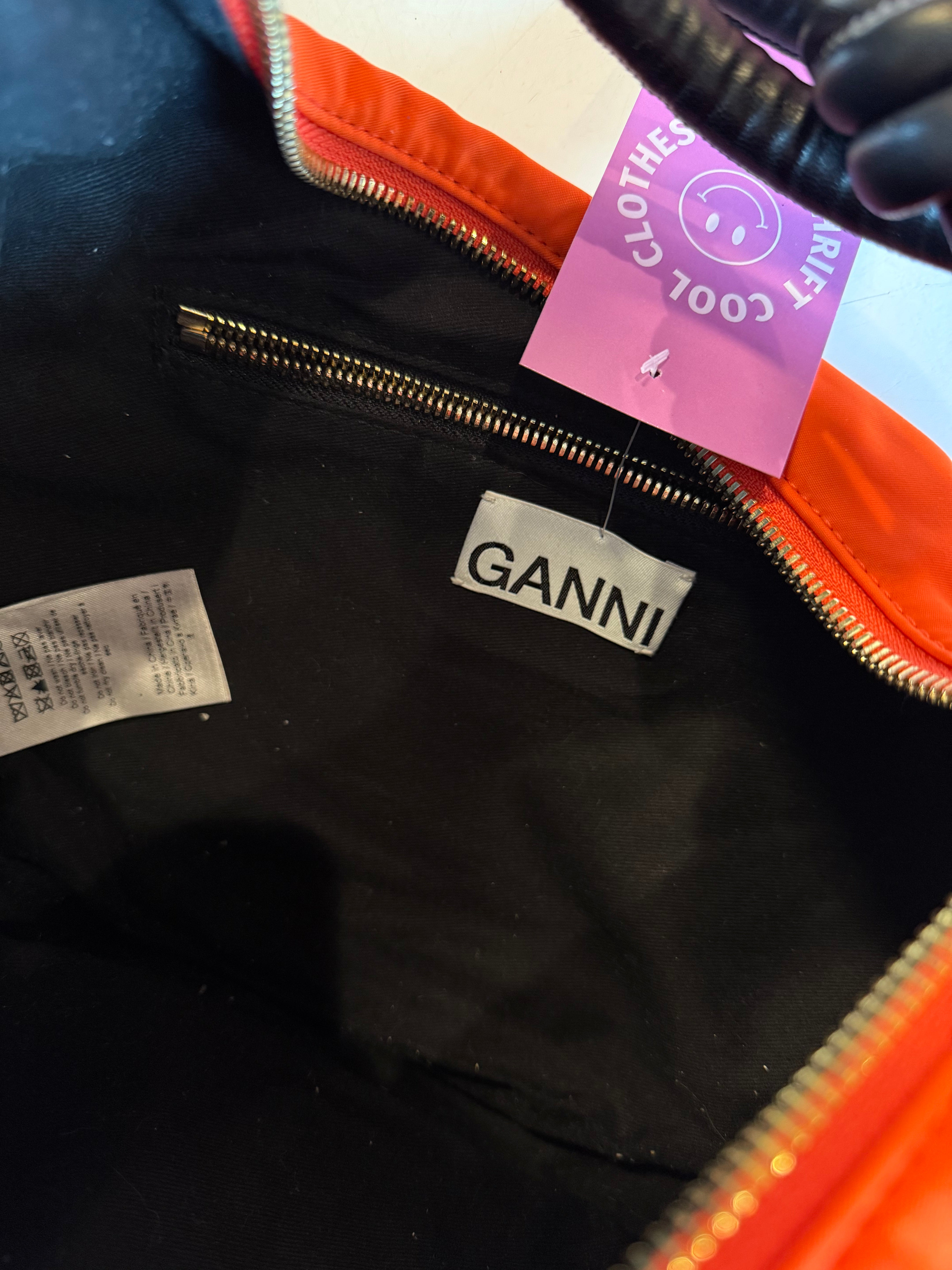 orange ganni crescent tie bag