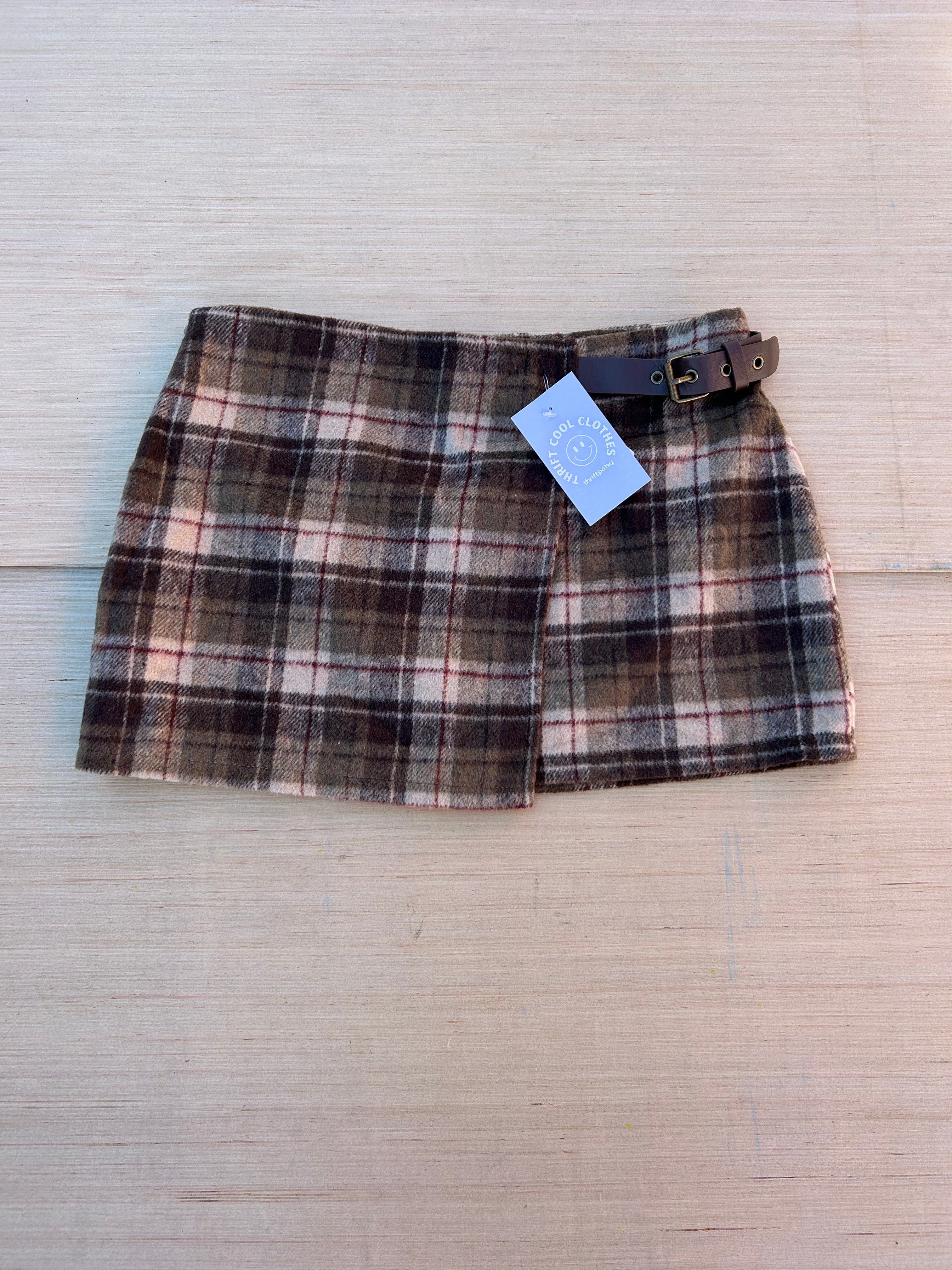 brown cider nwt plaid mini skirt, s