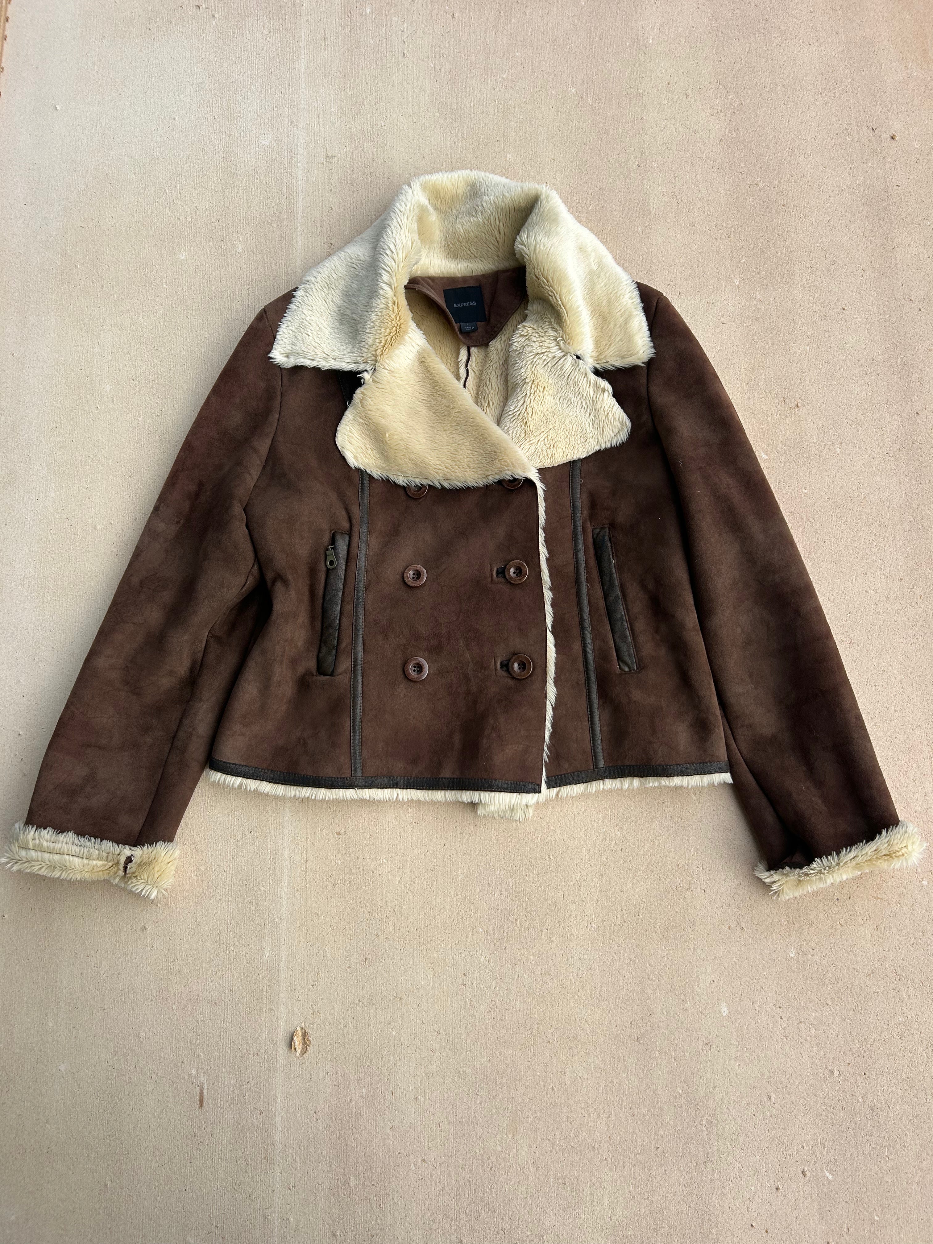 Brown Sherpa button jacket, M