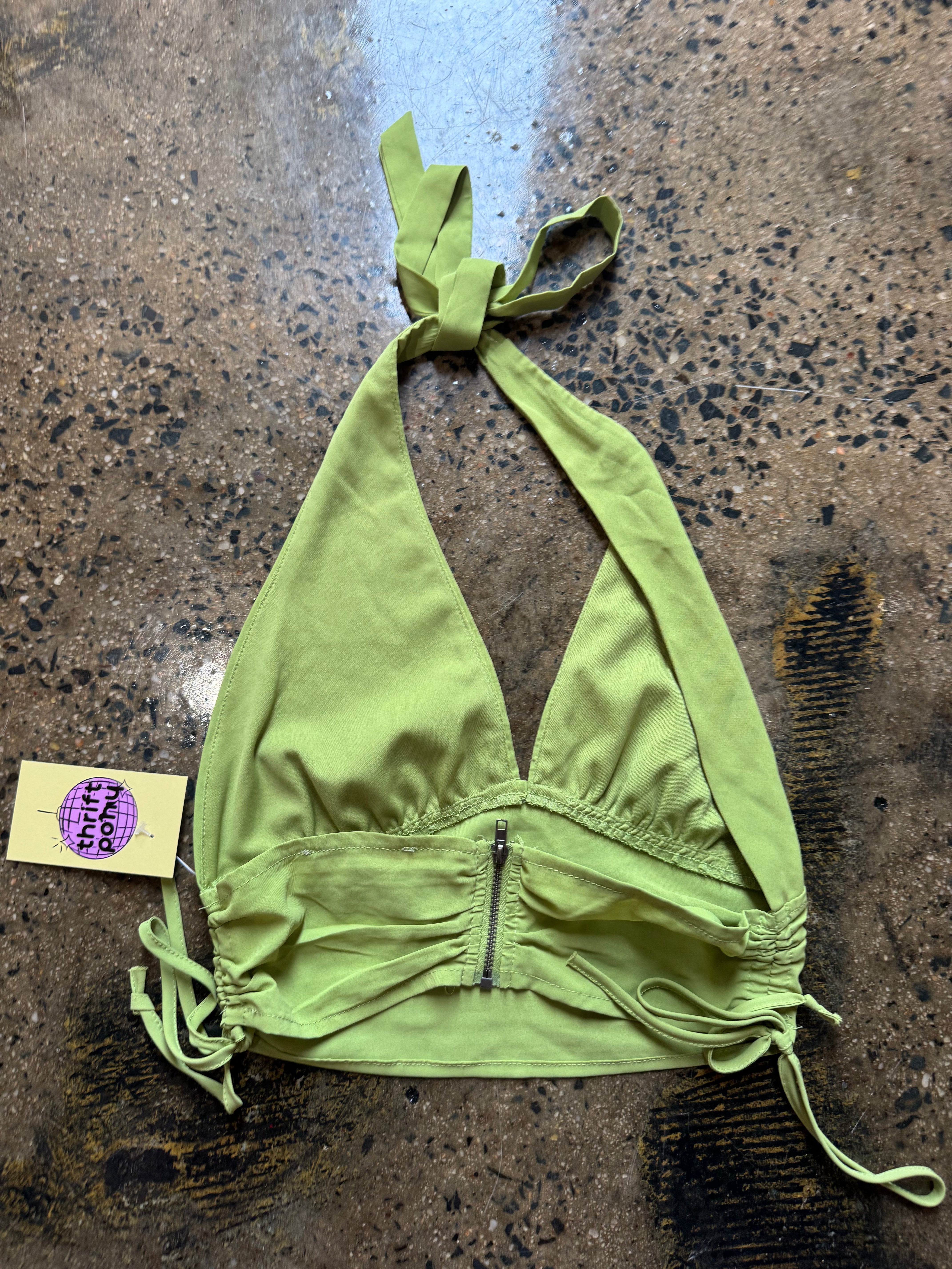 green la hearts halter tank, xs