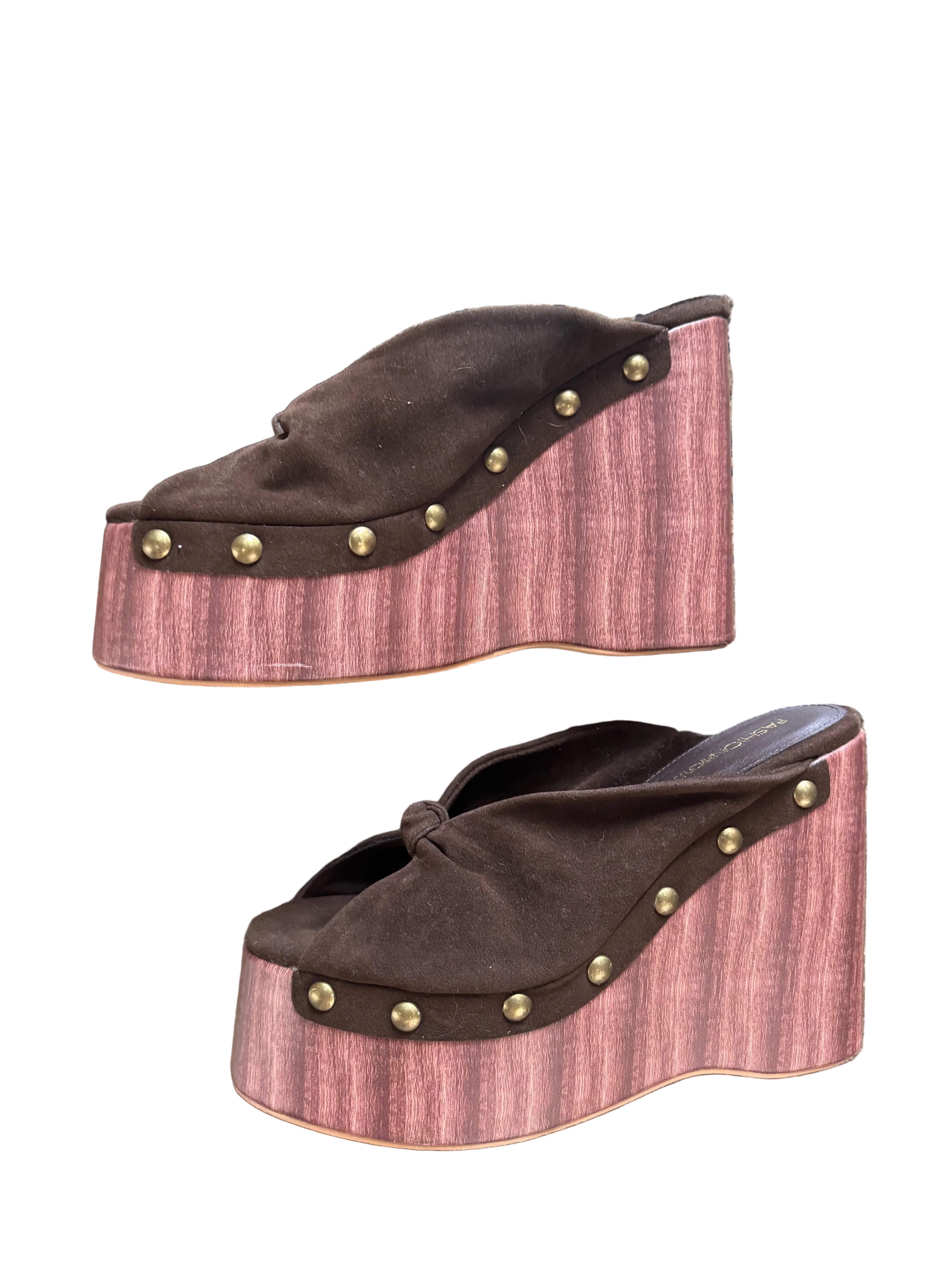 brown fashion nova bratz wedge heels, 8.5