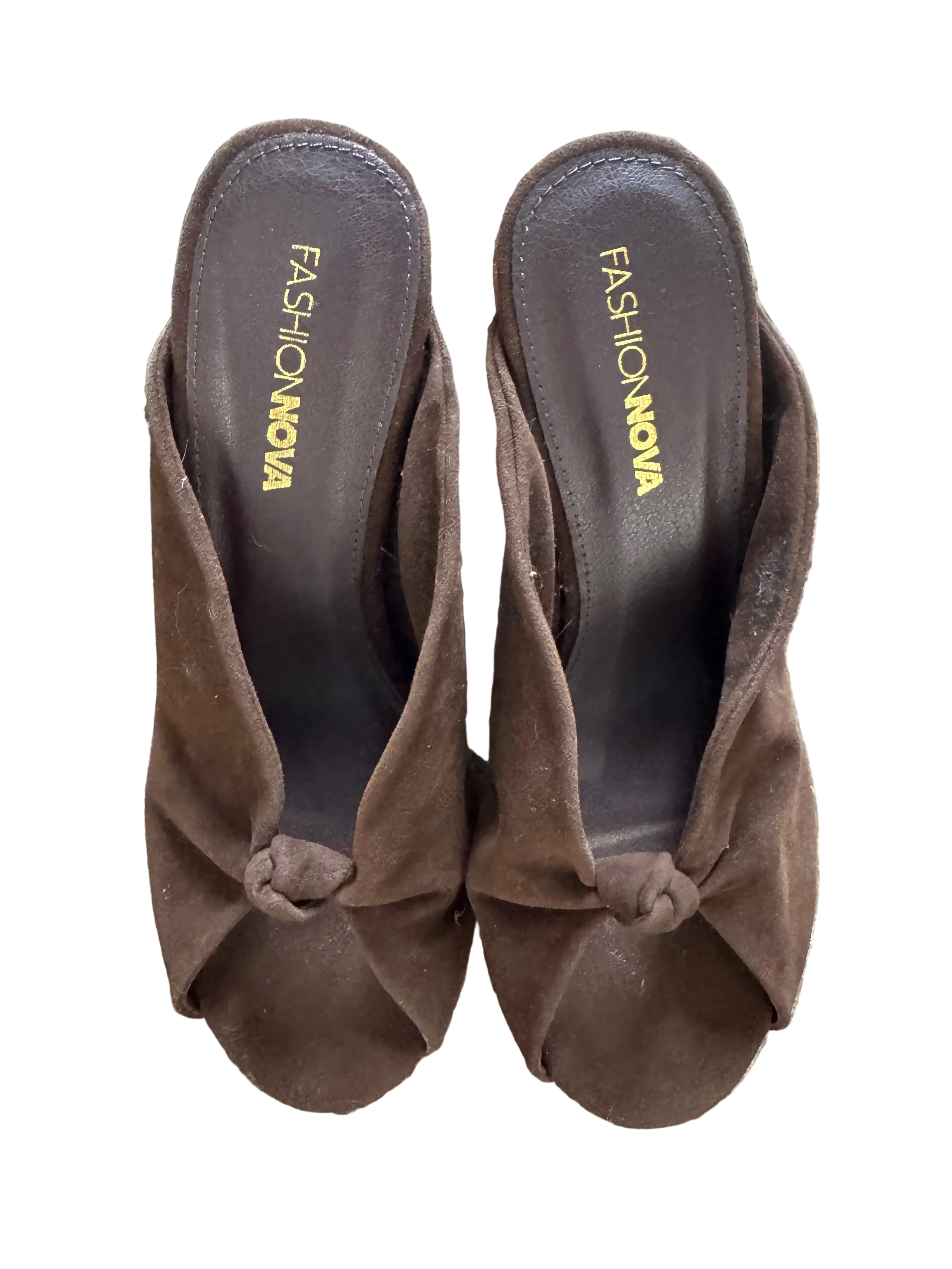 brown fashion nova bratz wedge heels, 8.5