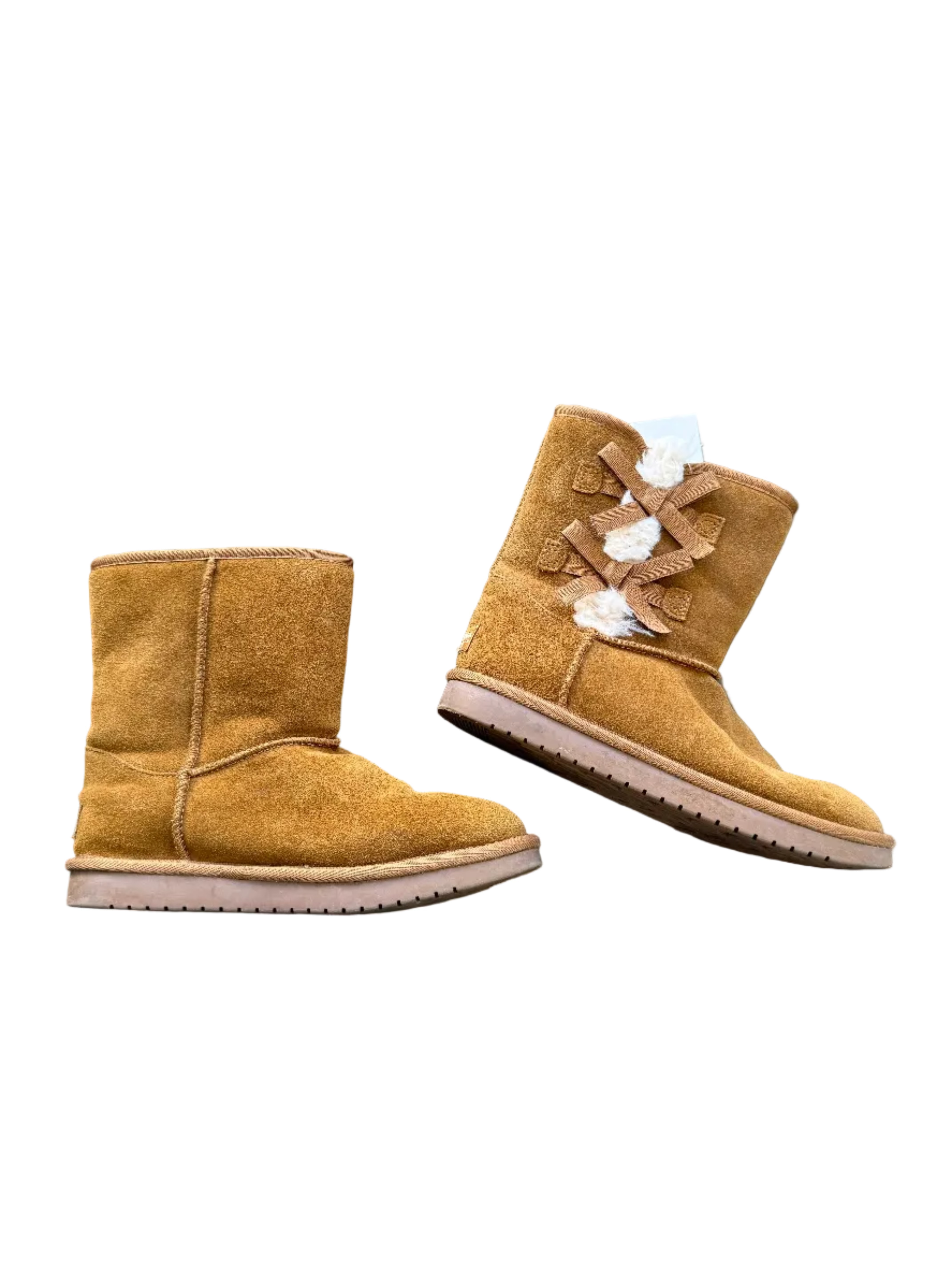 brown koolaburra boots w fur inside w bows, 5