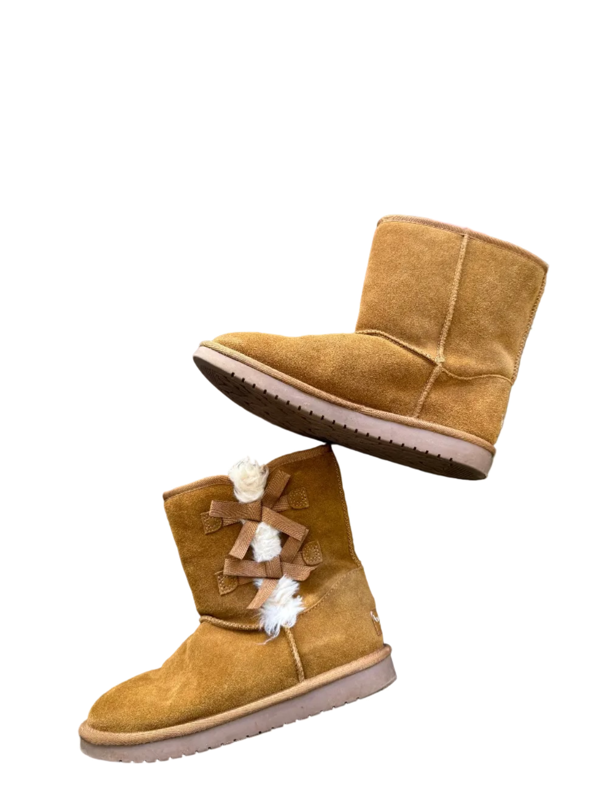 brown koolaburra boots w fur inside w bows, 5
