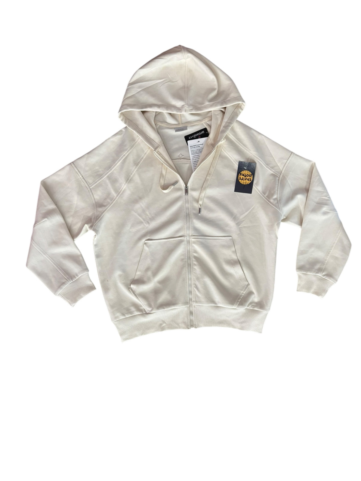 cream stretch your story NWT zip up hoodie, s