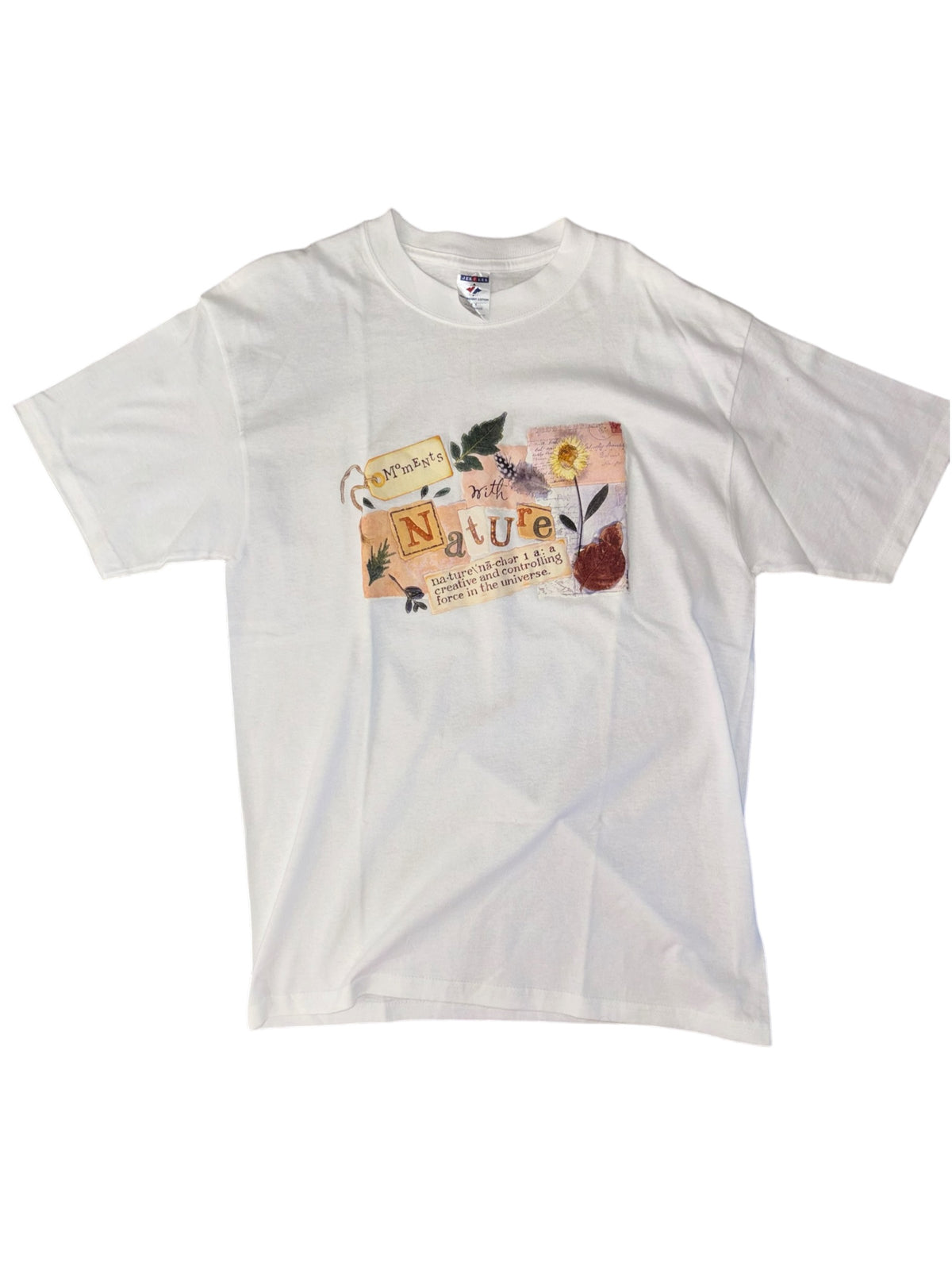 white jerzees floral tee, l