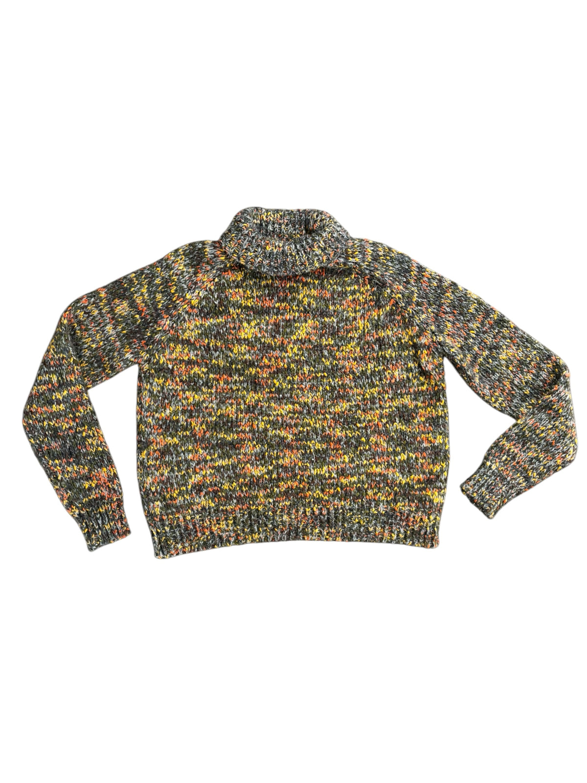 grey green orange prettylittlething turtleneck funfetti sweater, L