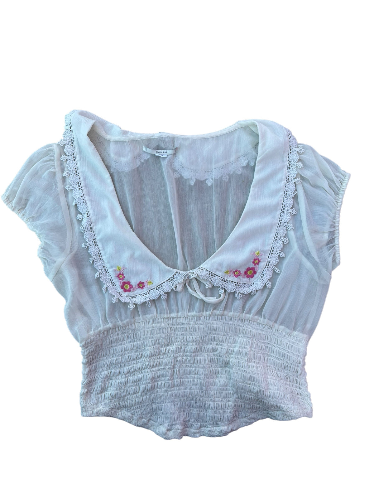 cream kimchi blue embroidered top, xl