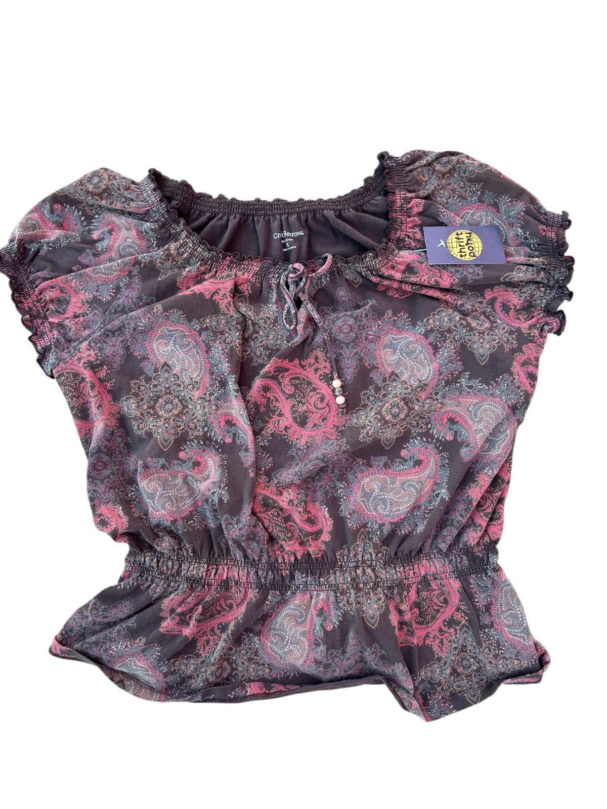 brown croft&barrow paisley scrunch ss top, 1x