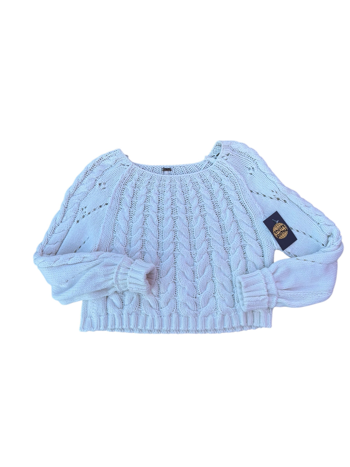 cream free people cableknit sweater, xs