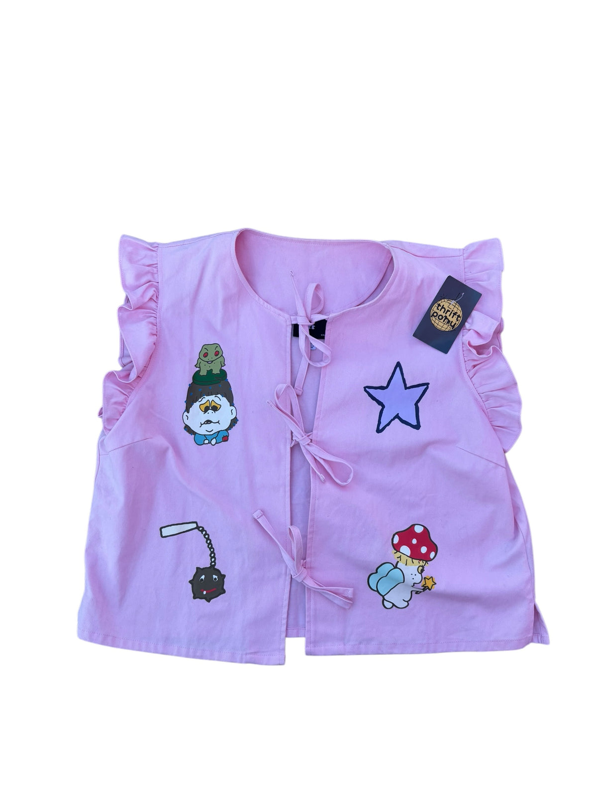 pink lazy oaf once upon a time tie front ss, 2x