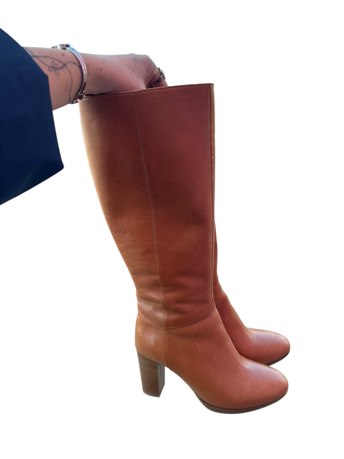 tan duo boots knee high boots, 38