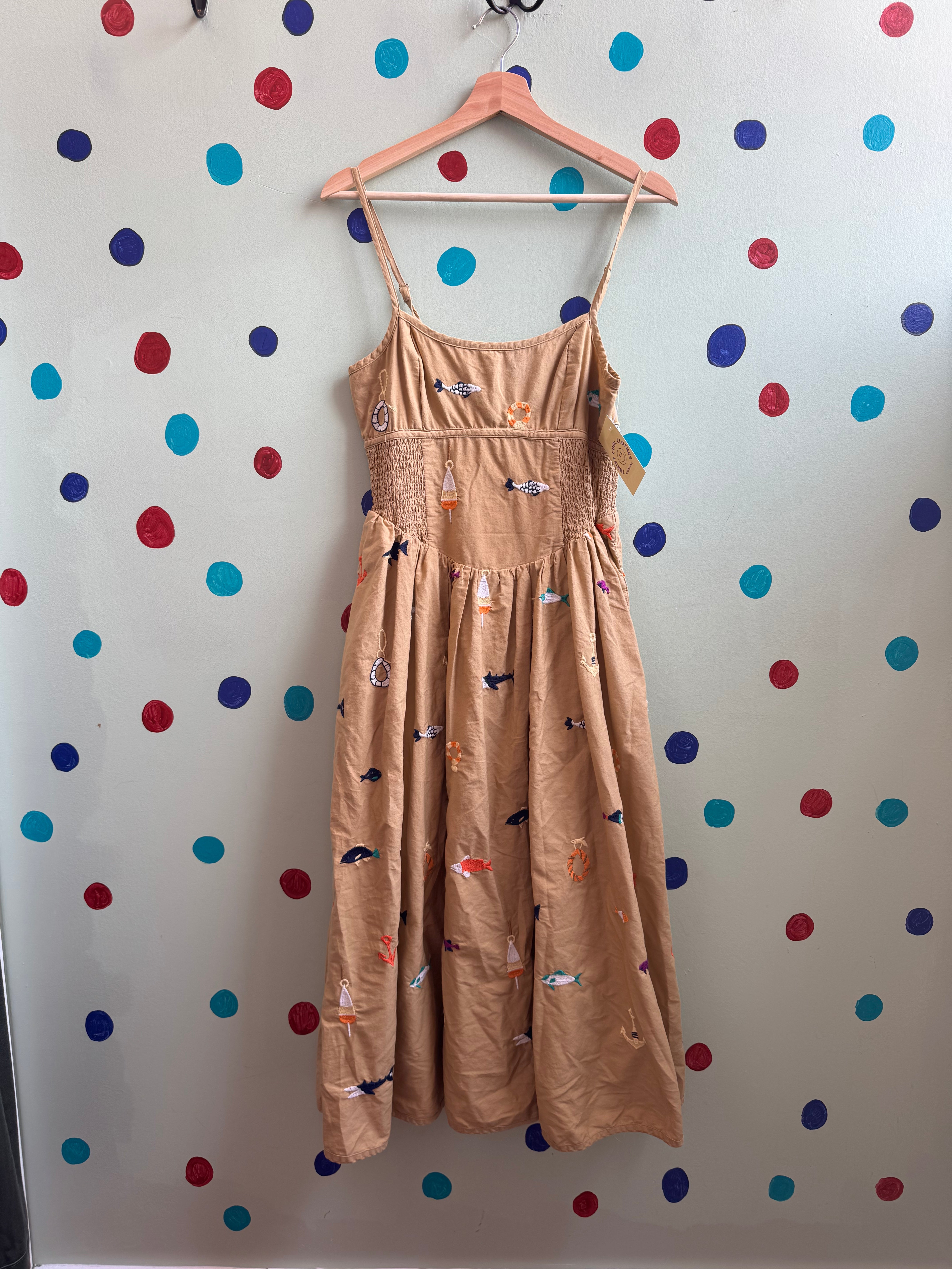 tan maeve fish dress, s
