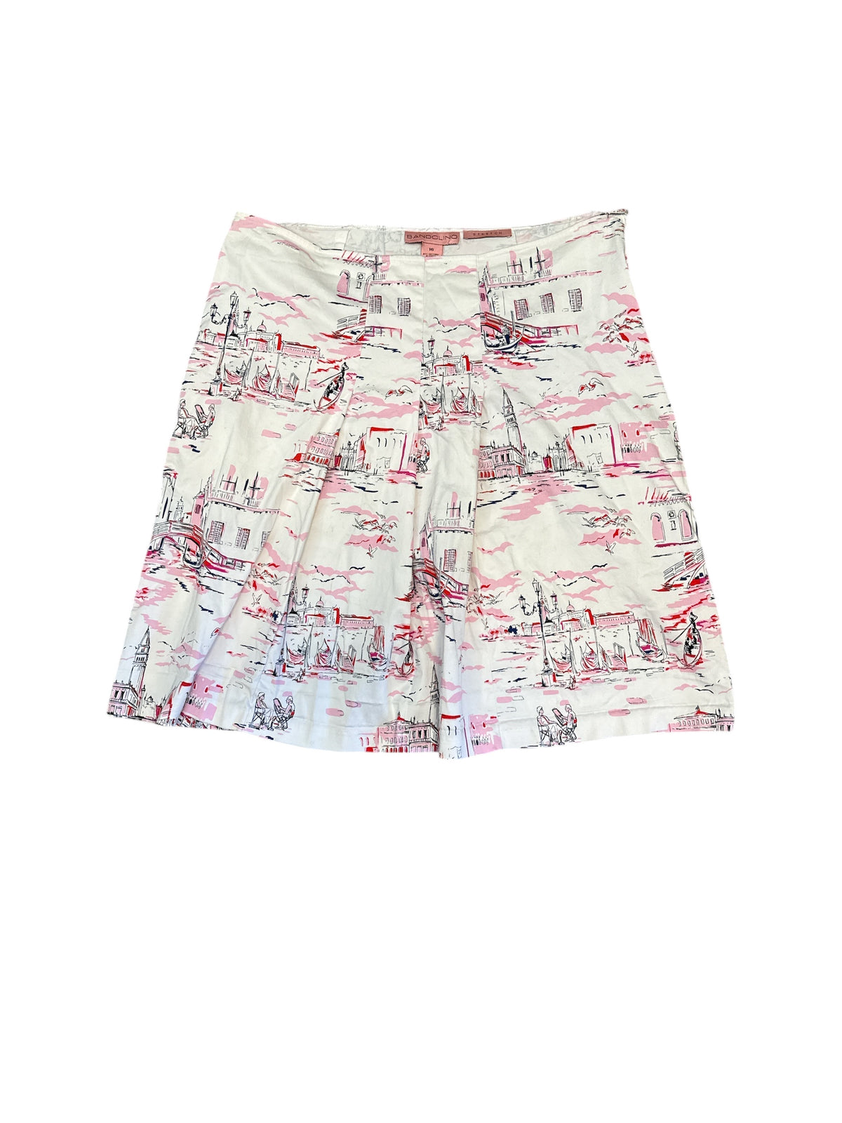 White pink Badolini Illustrated Europe scene skirt, 16