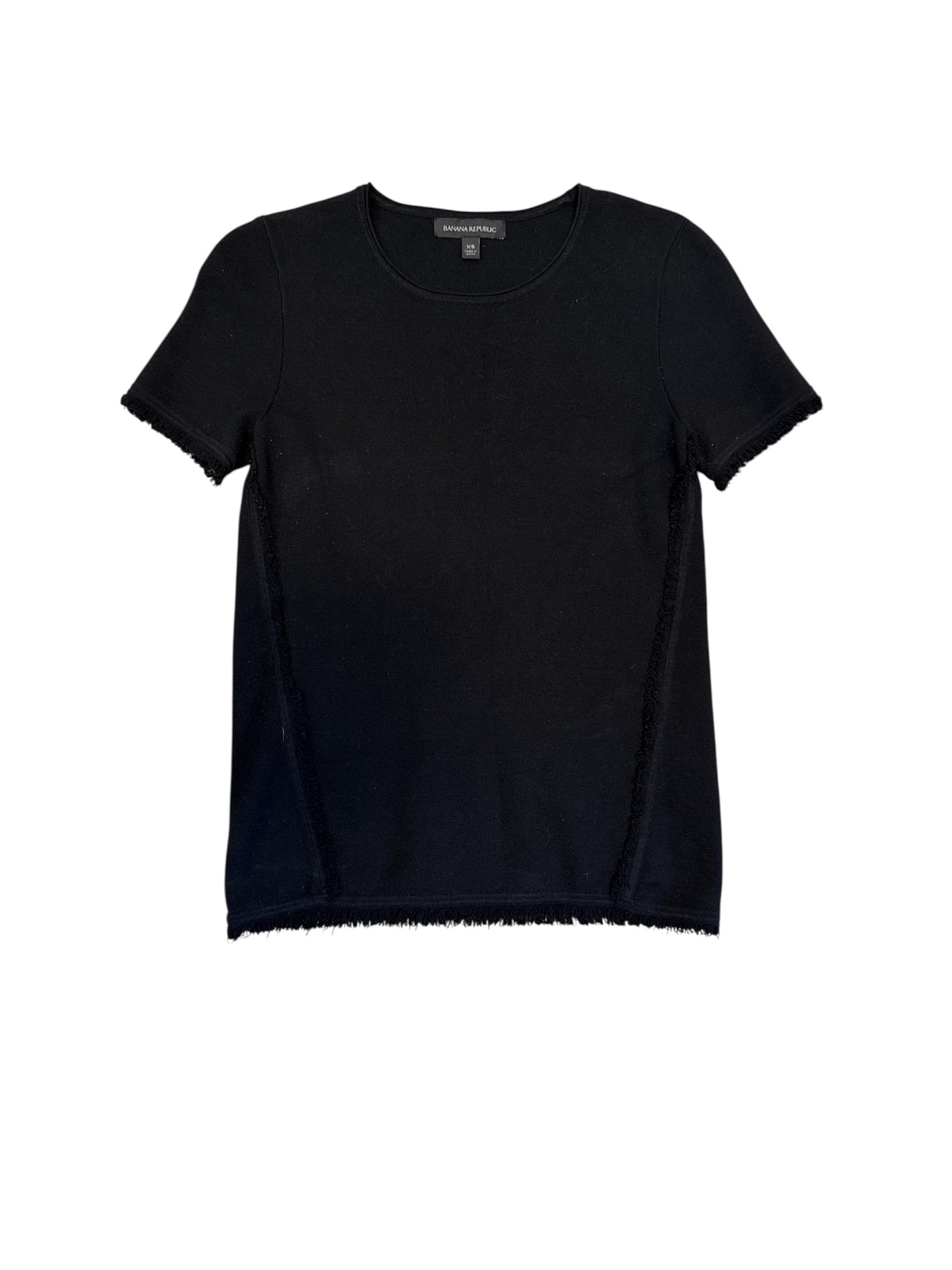 black banana republic ss basic tee with fringe, XS