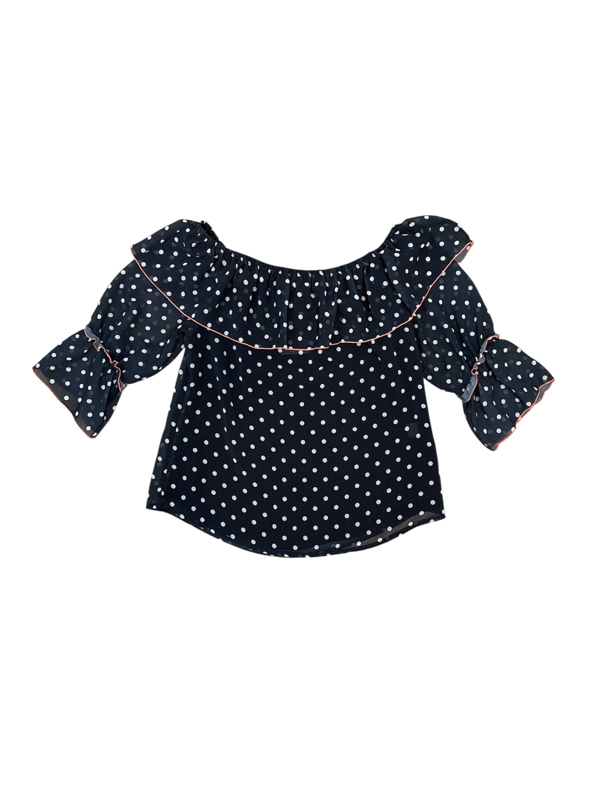 black white sweet pea polka dot top, xs