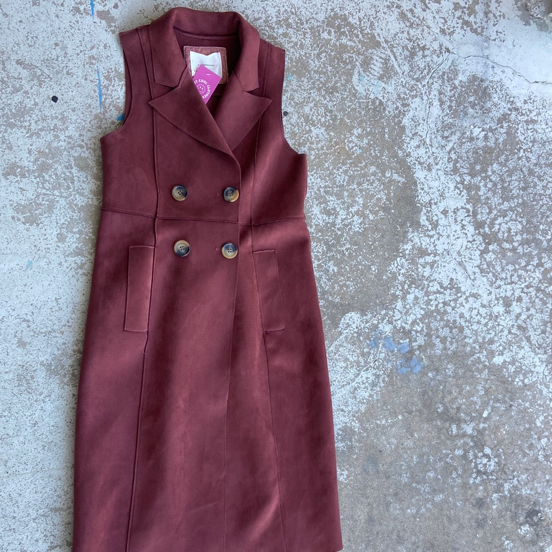 Rust Anthropologie suede duster vest, M